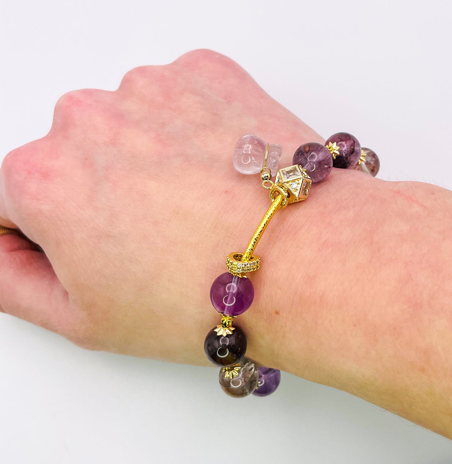 Natural Purple Phantom Quartz Money Bag Bracelet