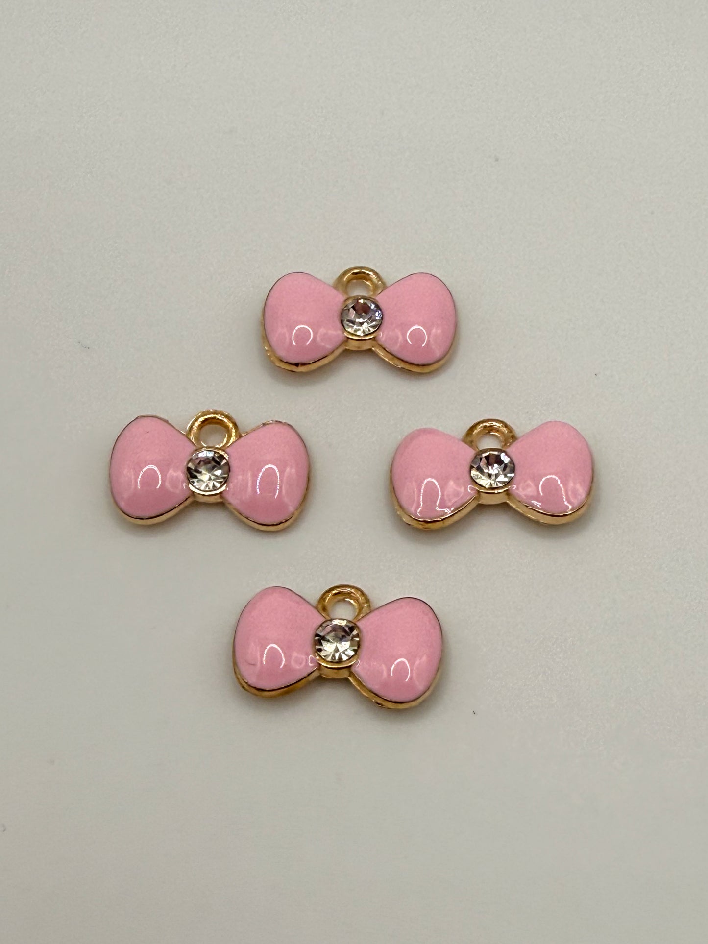 Pink Enameled Bow DIY Gold Metal Charms