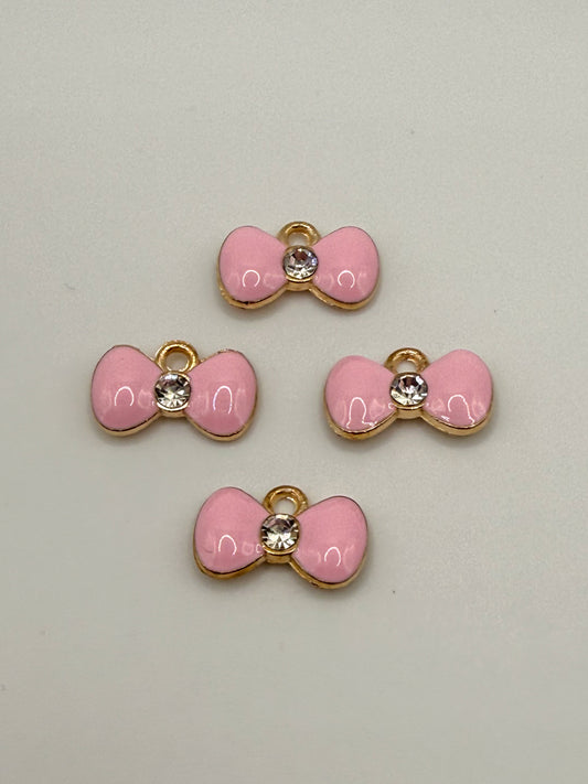Pink Enameled Bow DIY Gold Metal Charms