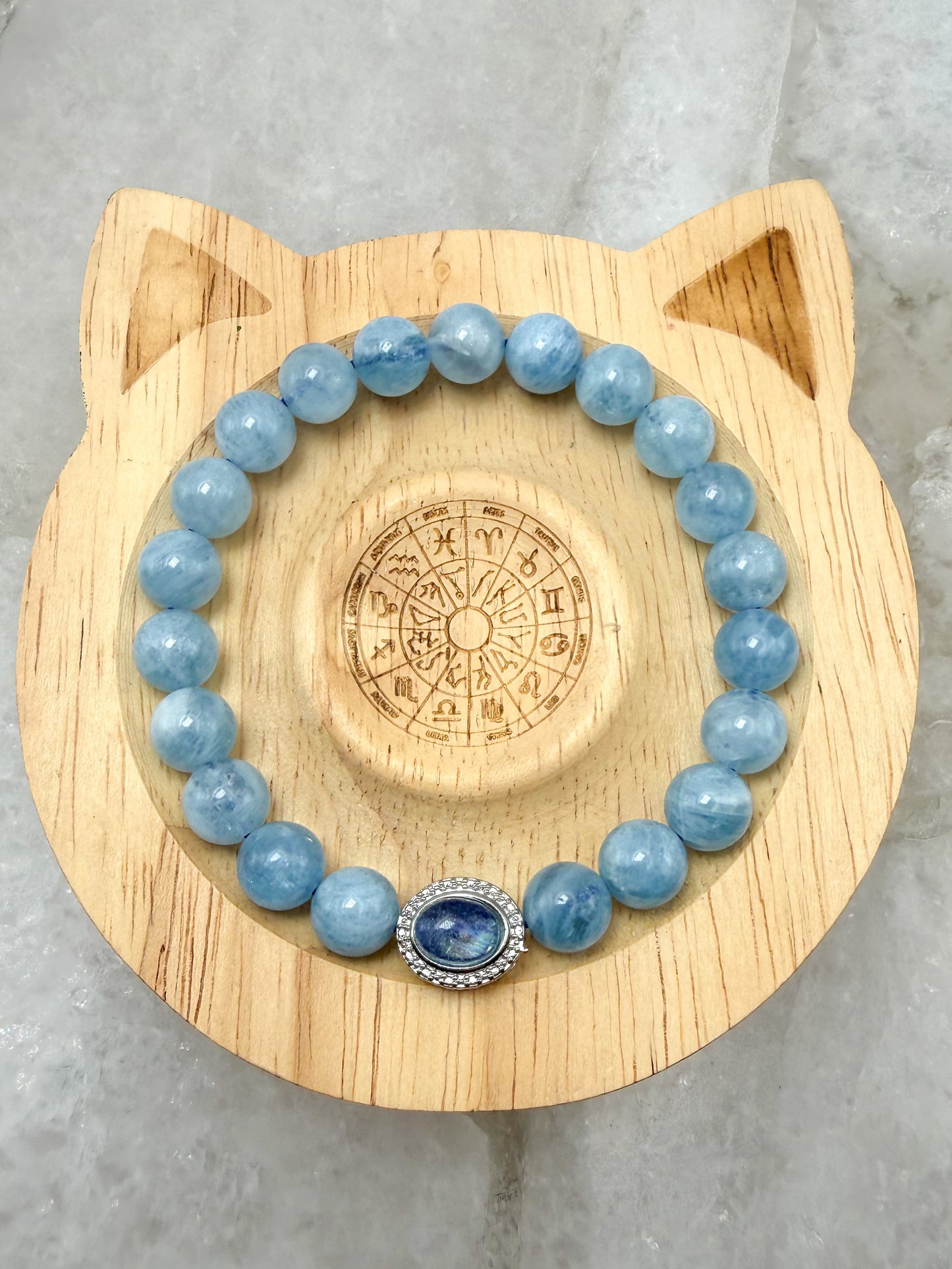 Natural Aquamarine Crystal Stretchy Bracelet