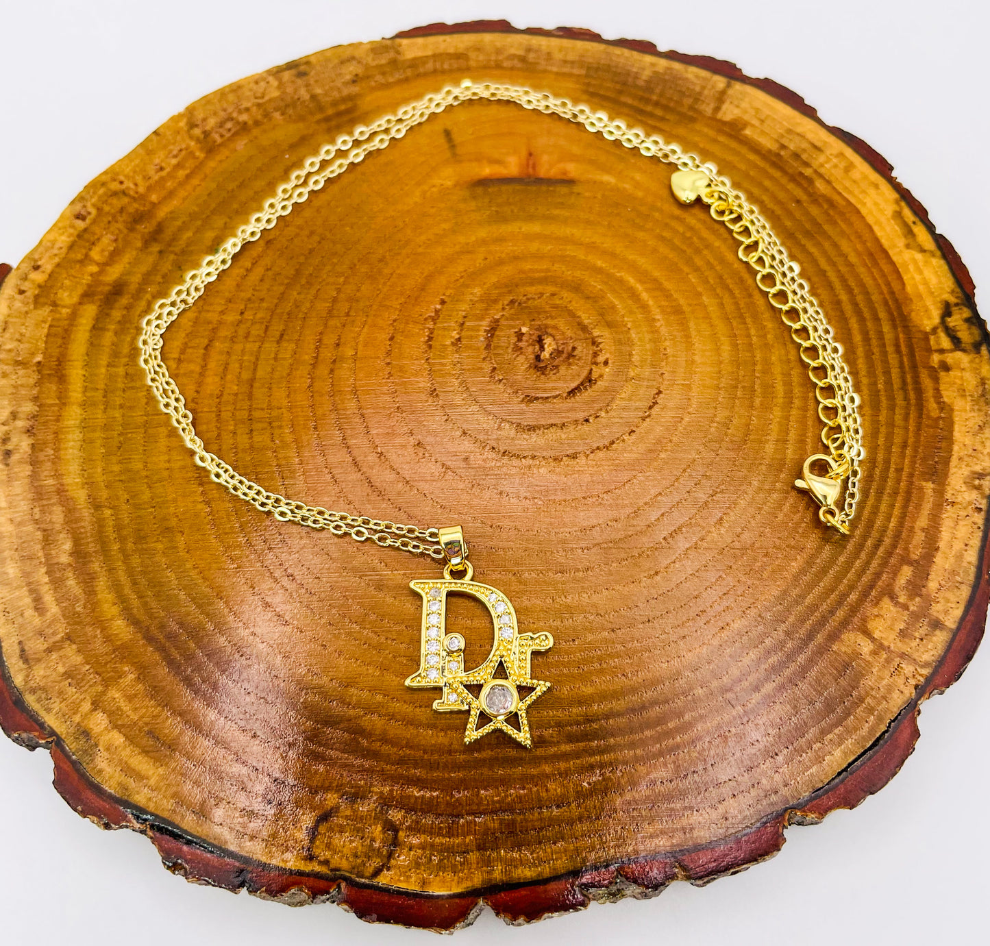 16k Gold Filled D Brand Pendant Necklace