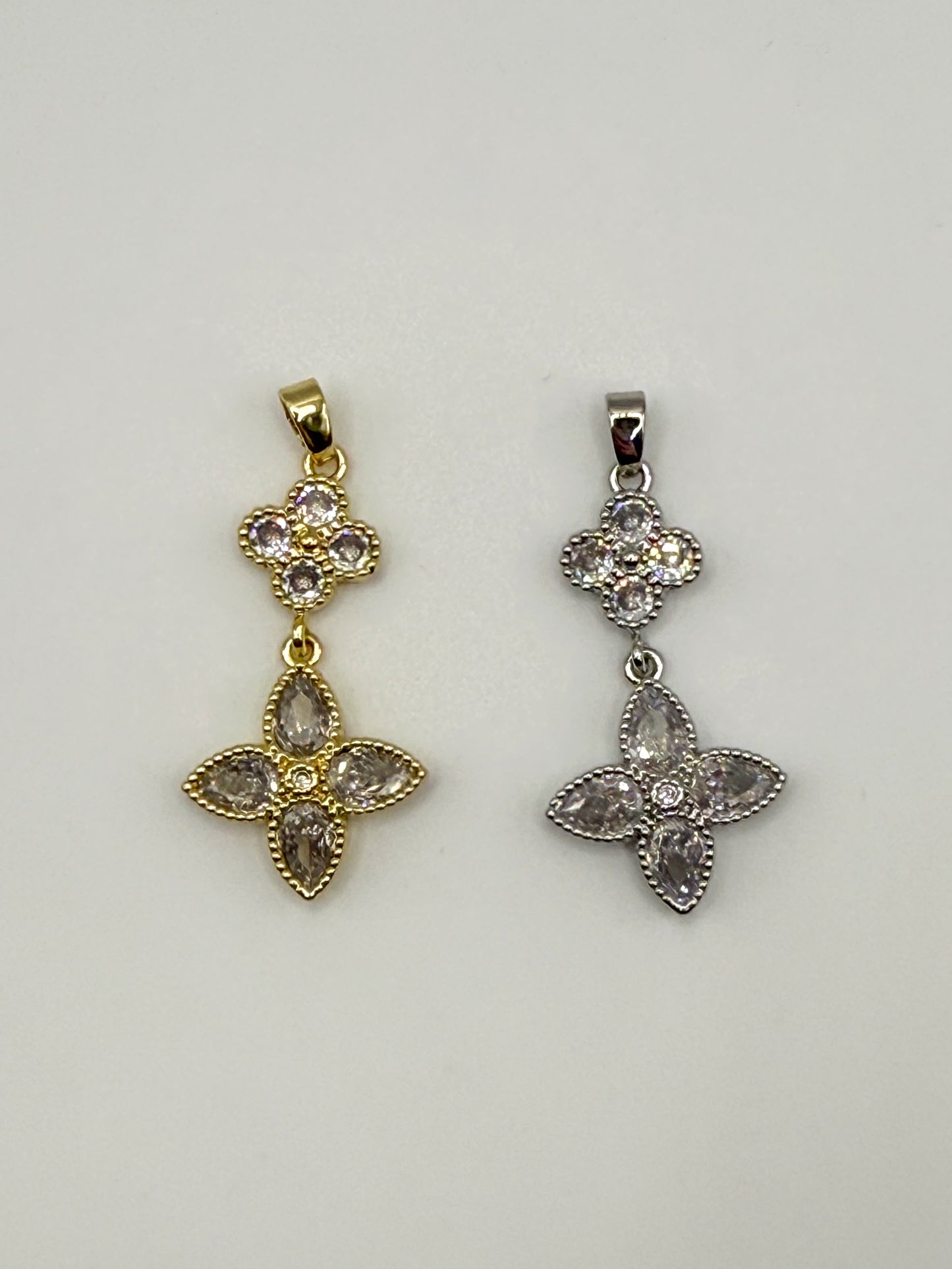 Gold & Silver Double Clover Pendant