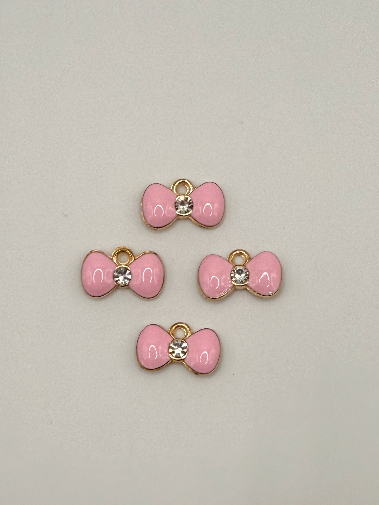 Pink Enameled Bow DIY Gold Metal Charms