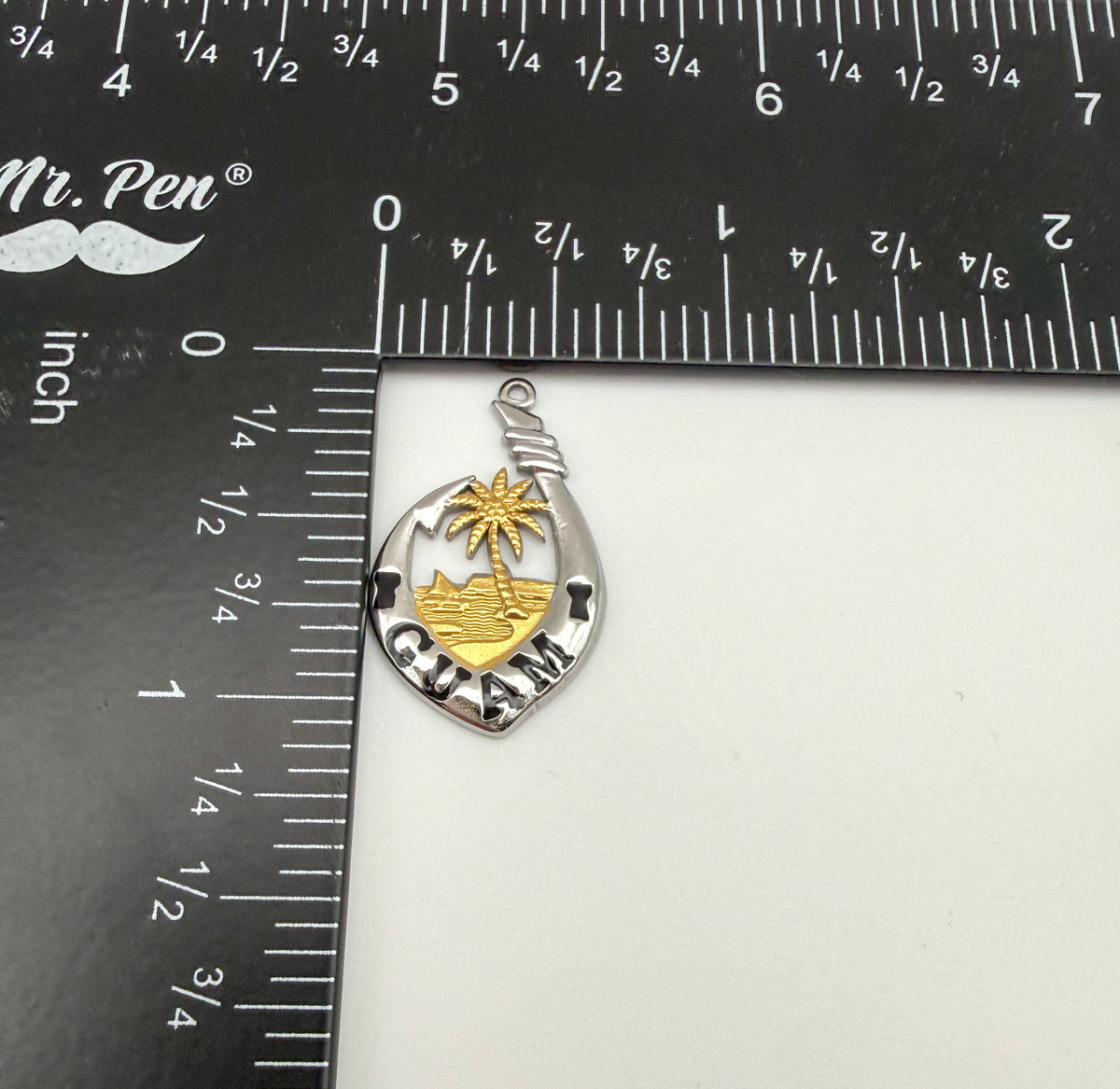 Mixed Metal Stainless Steel Guam Charm Pendant