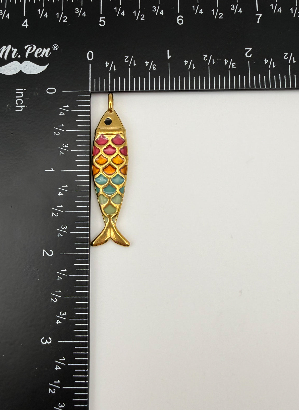 Gold Stainless Steel Colorful Enameled Scale Fish Charm Pendant DIY