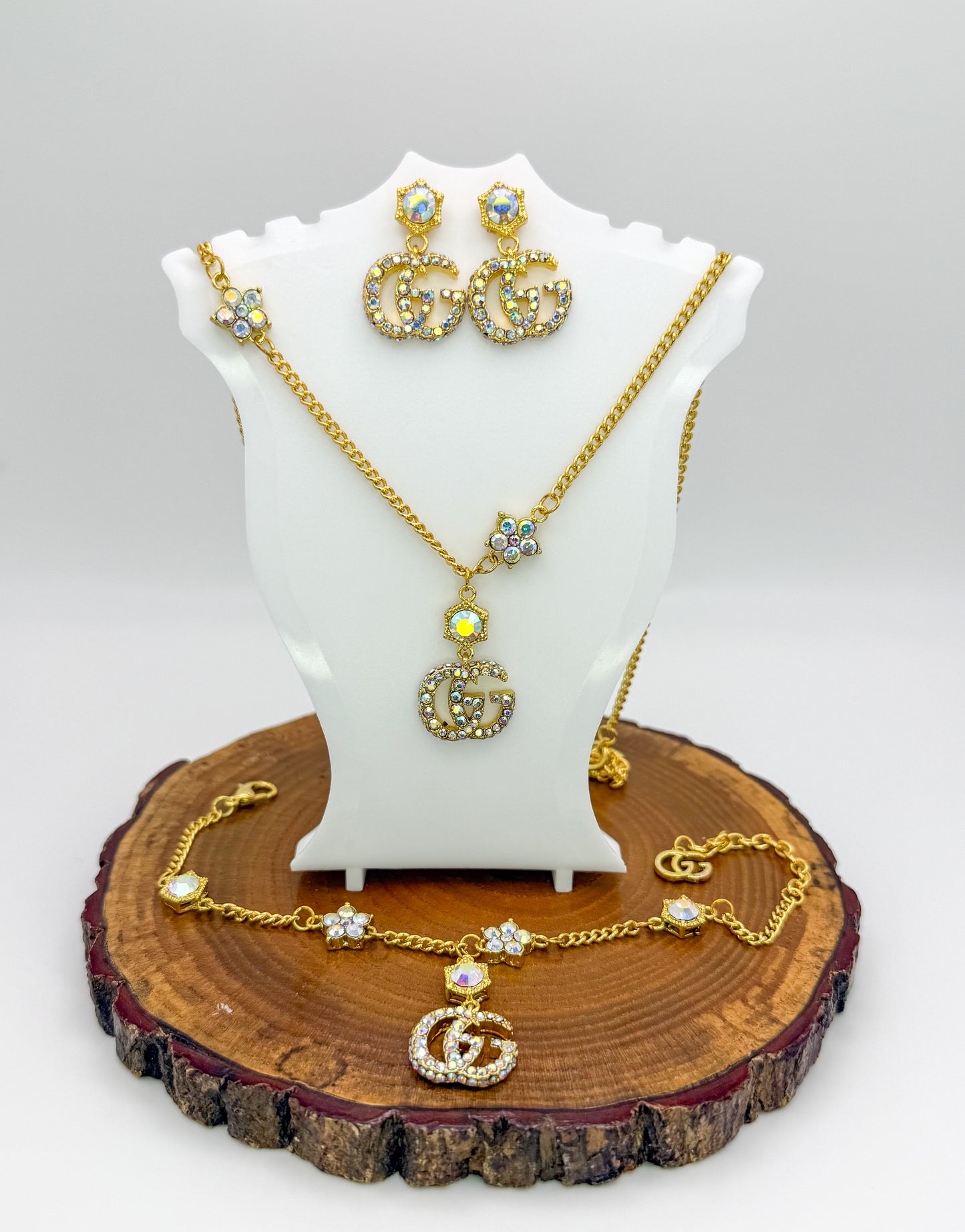Gold GG Gucci Designer 3-piece Matching Jewelry Set