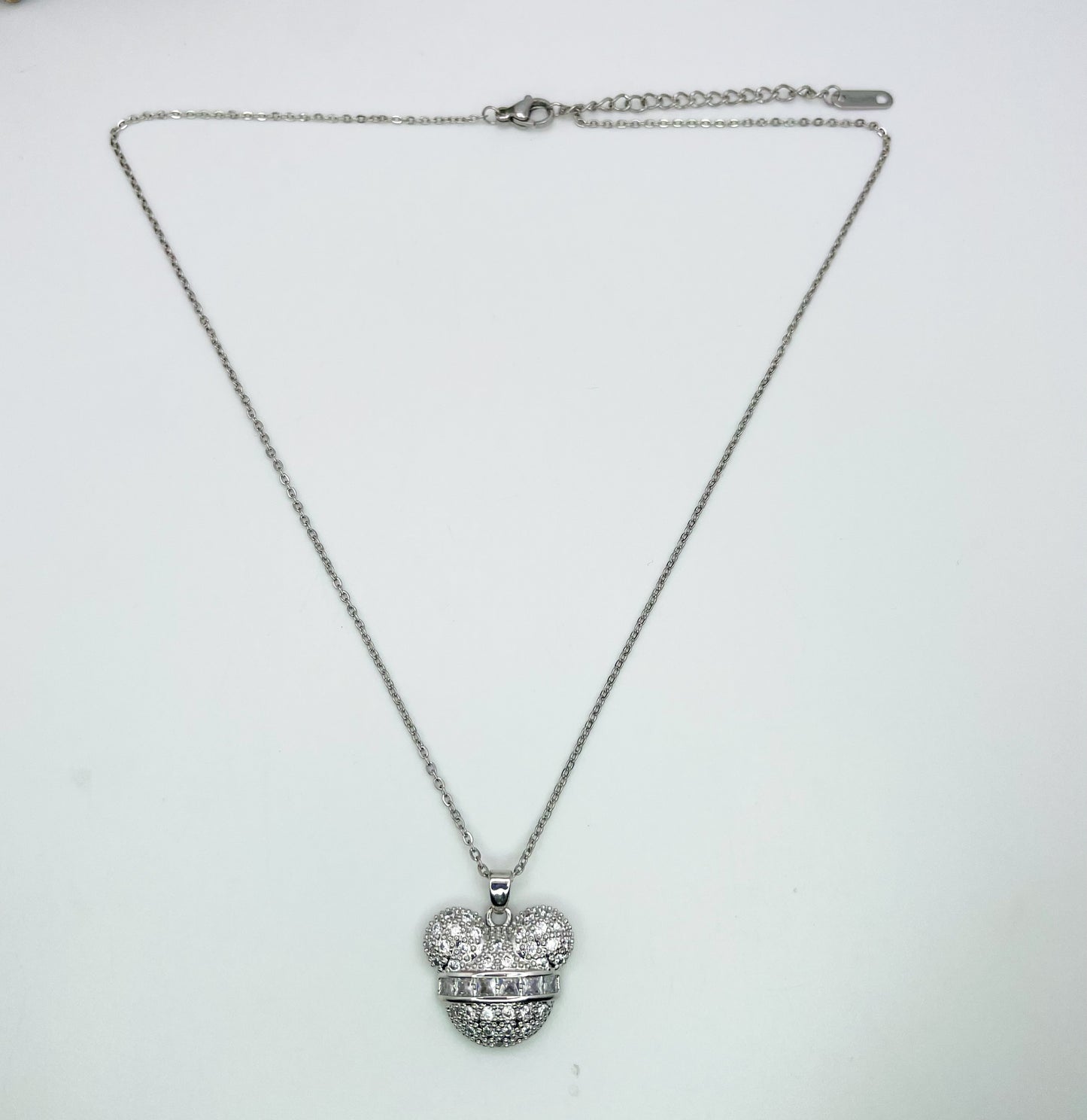 Bling Out Micky Head S925 Sterling Gold & Silver Necklace