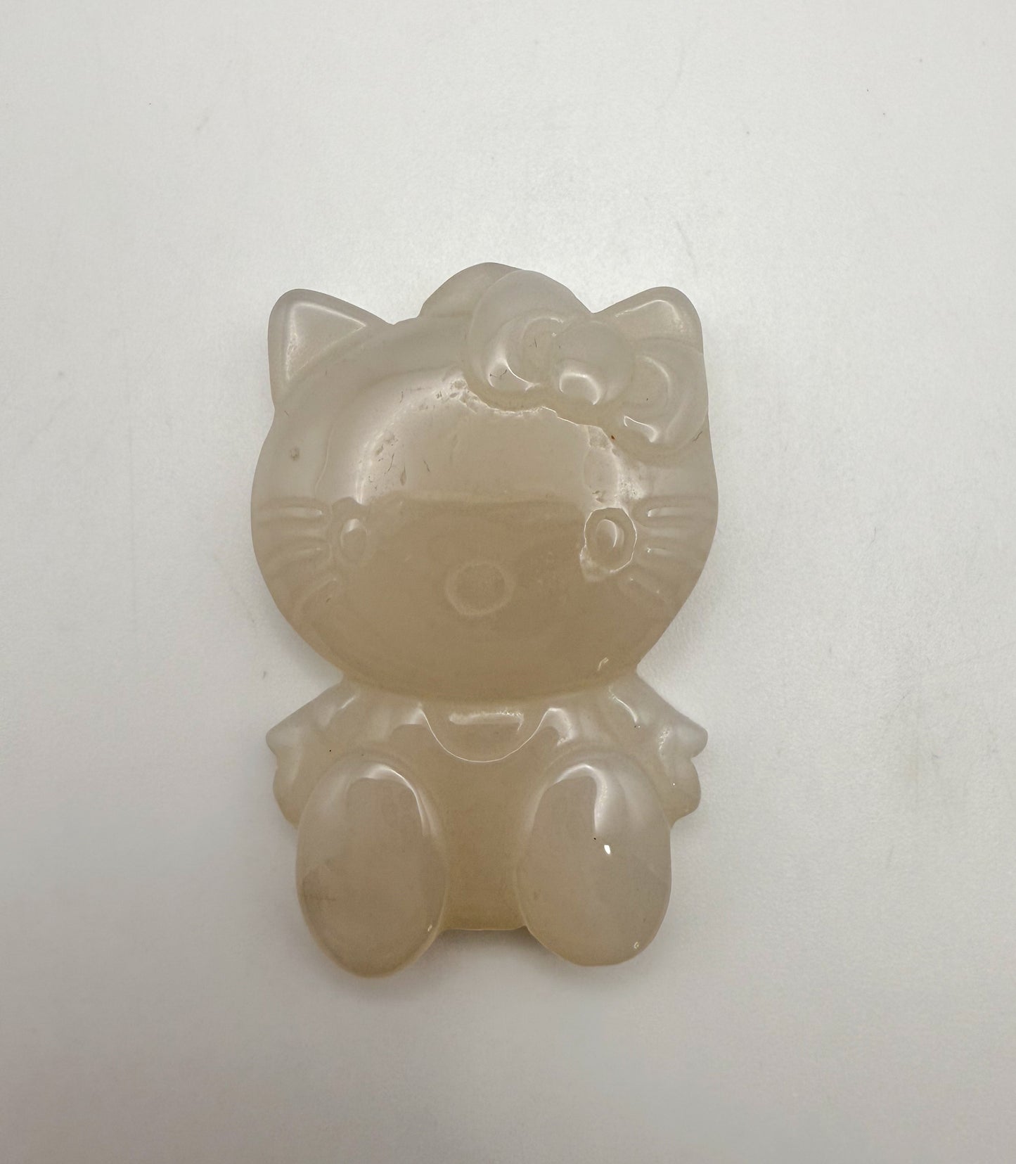 Natural Flower Agate & White Agate Crystal HK Kitty Flatback Decor