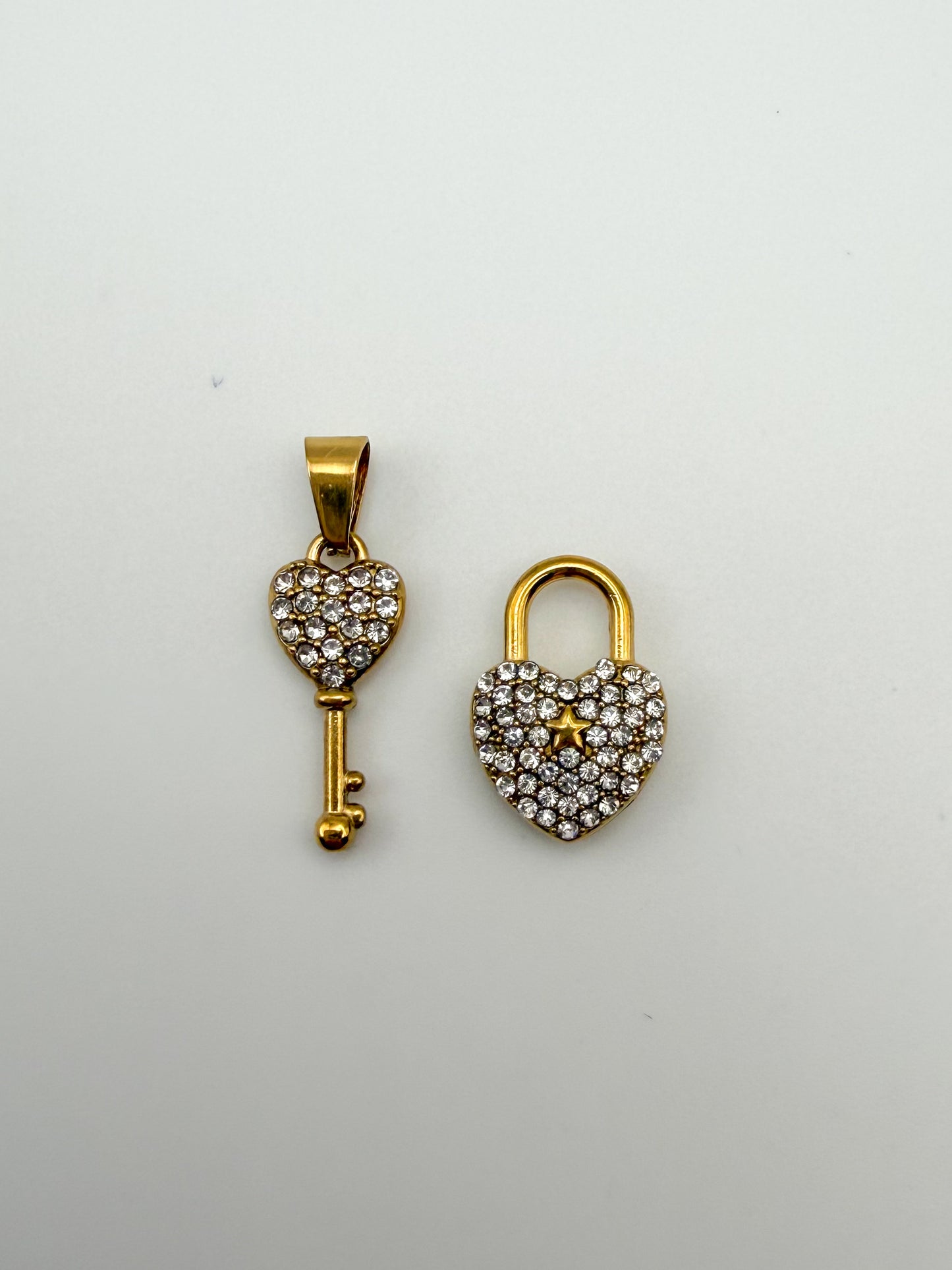 Stainless Steel Lock & Key Charm Pendant Sets