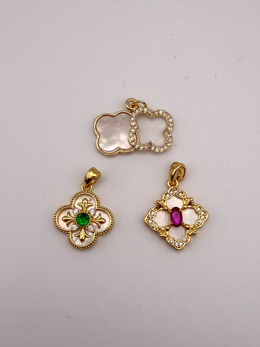 Gold Mother of Pearl Shell Clover Charms