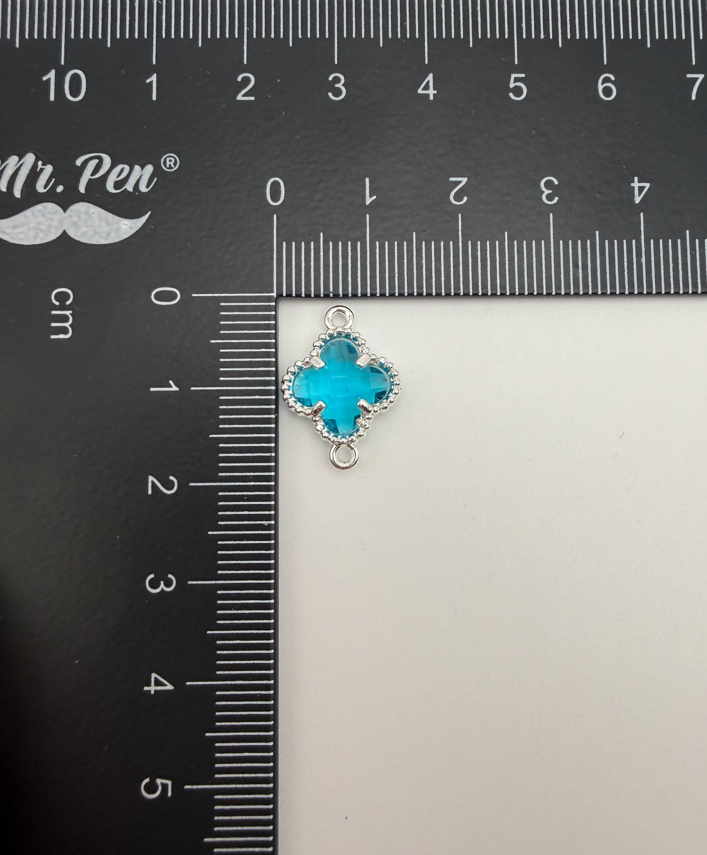 Colorful Double Link Clover Glass Charm Connectors-Gold & Silver