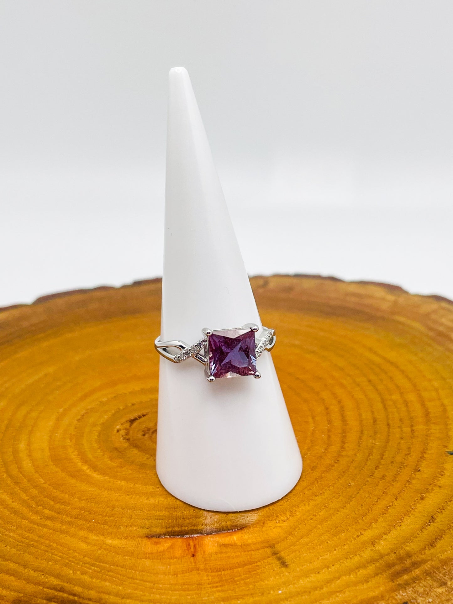 Sterling Silver Alexandrite Square Infinity Adjustable Ring