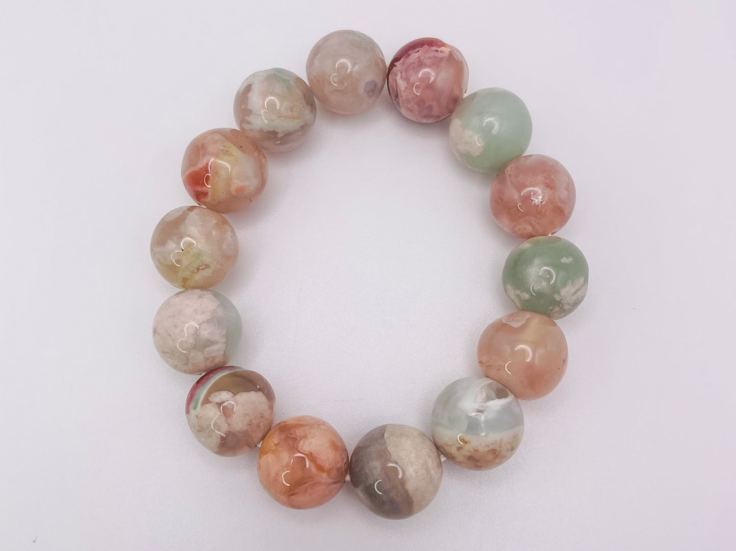 Natural Sakura Flower Agate Crystal Bracelet