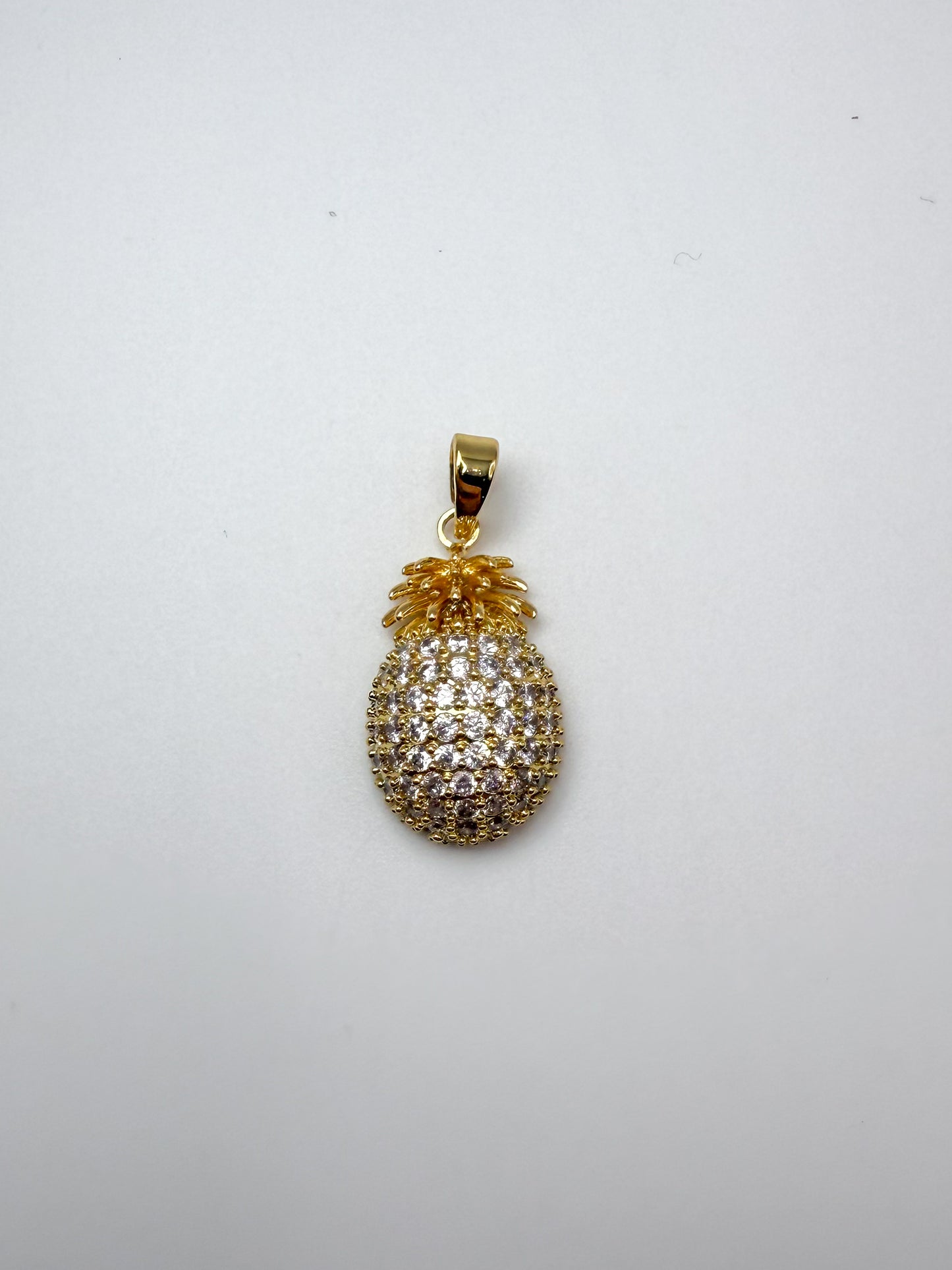 Gold Zircon Covered Pineapple Charm Pendant
