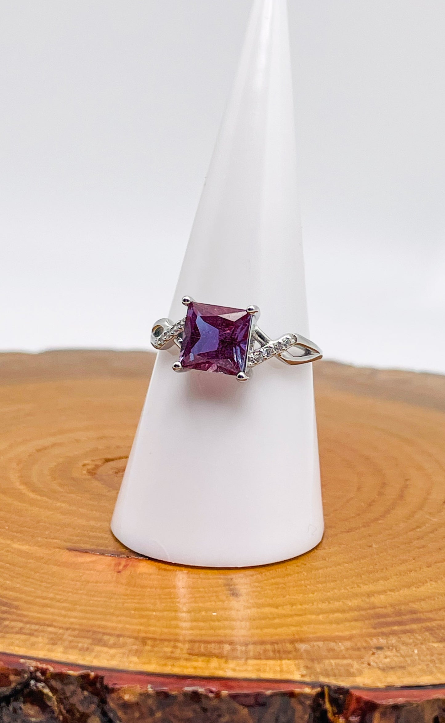 Sterling Silver Alexandrite Square Infinity Adjustable Ring