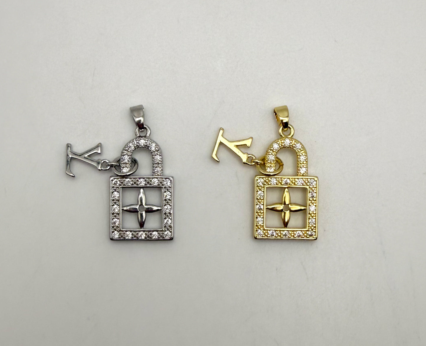 LV Bling Lock Silver & Gold Pendants