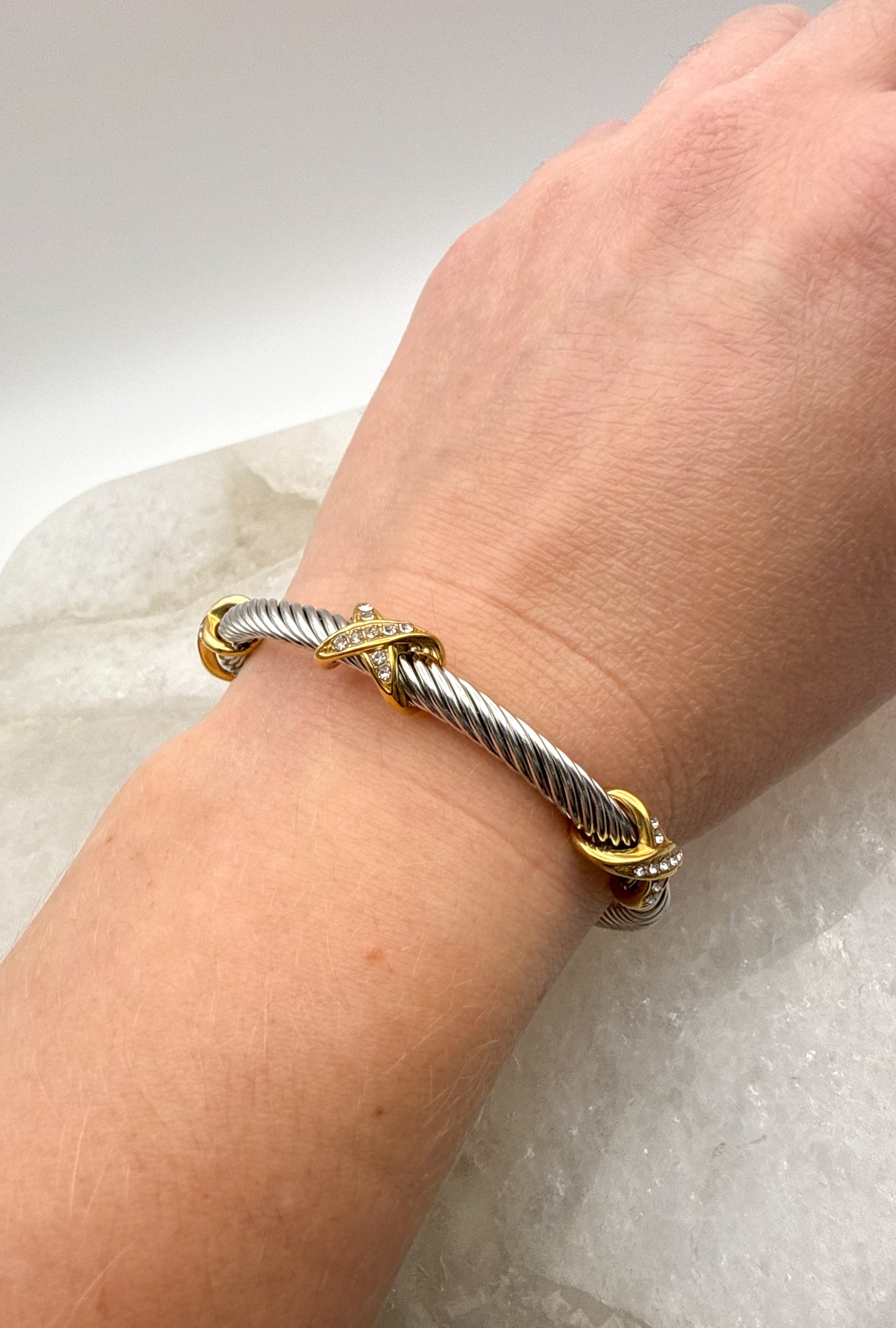Stainless Steel Mixed Metals Bangle Cuff Bracelet