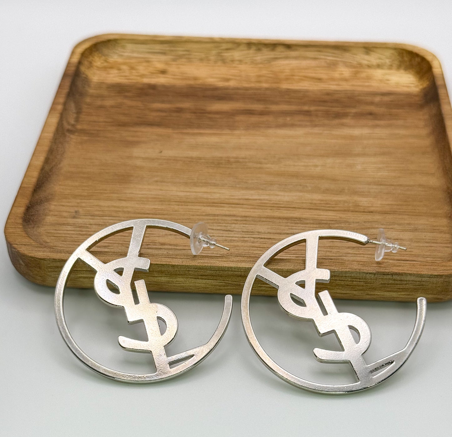 YSL Designer Silver & Gold Hoop Earrings