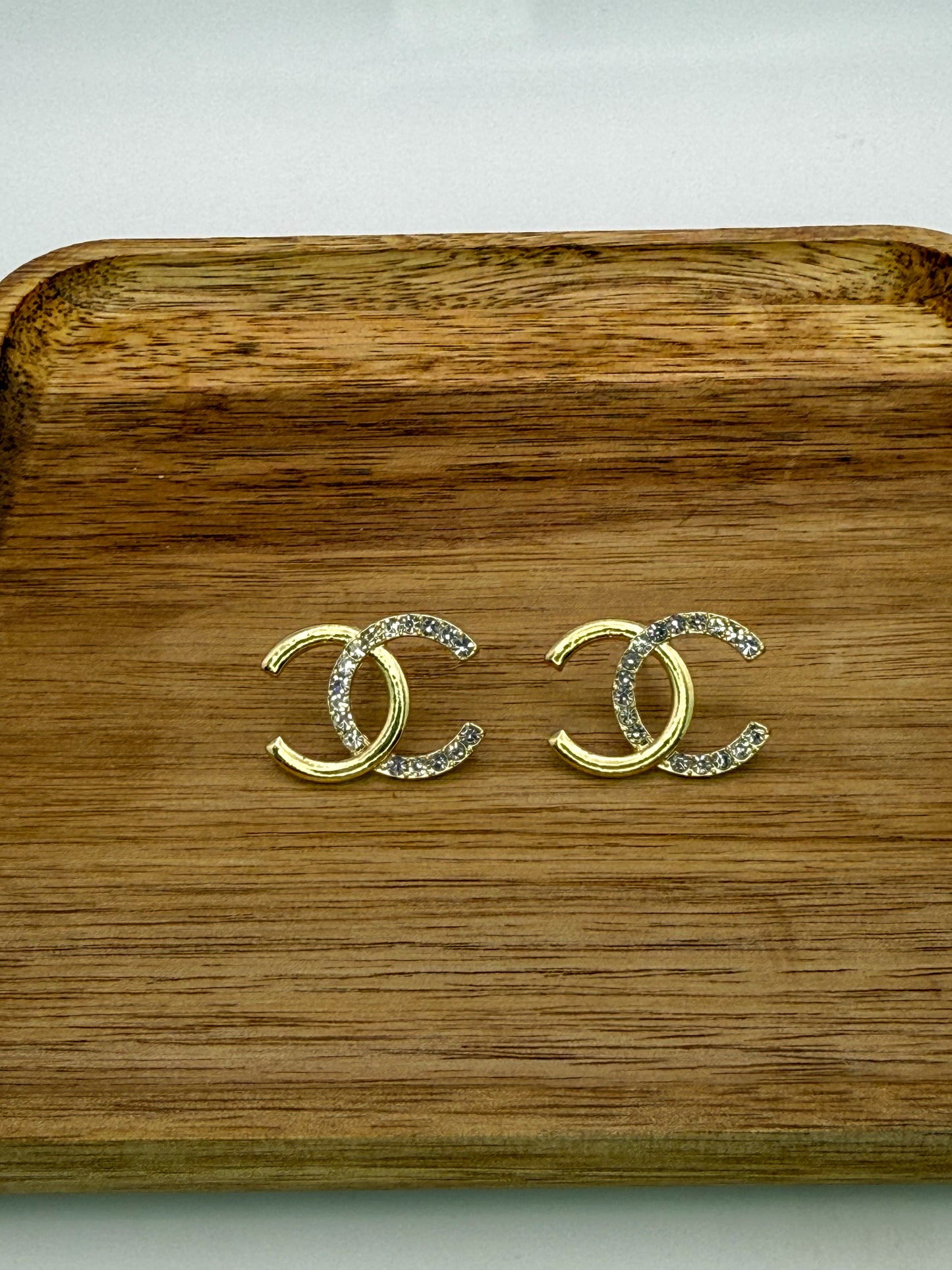 Gold CC Logo Stud Earrings
