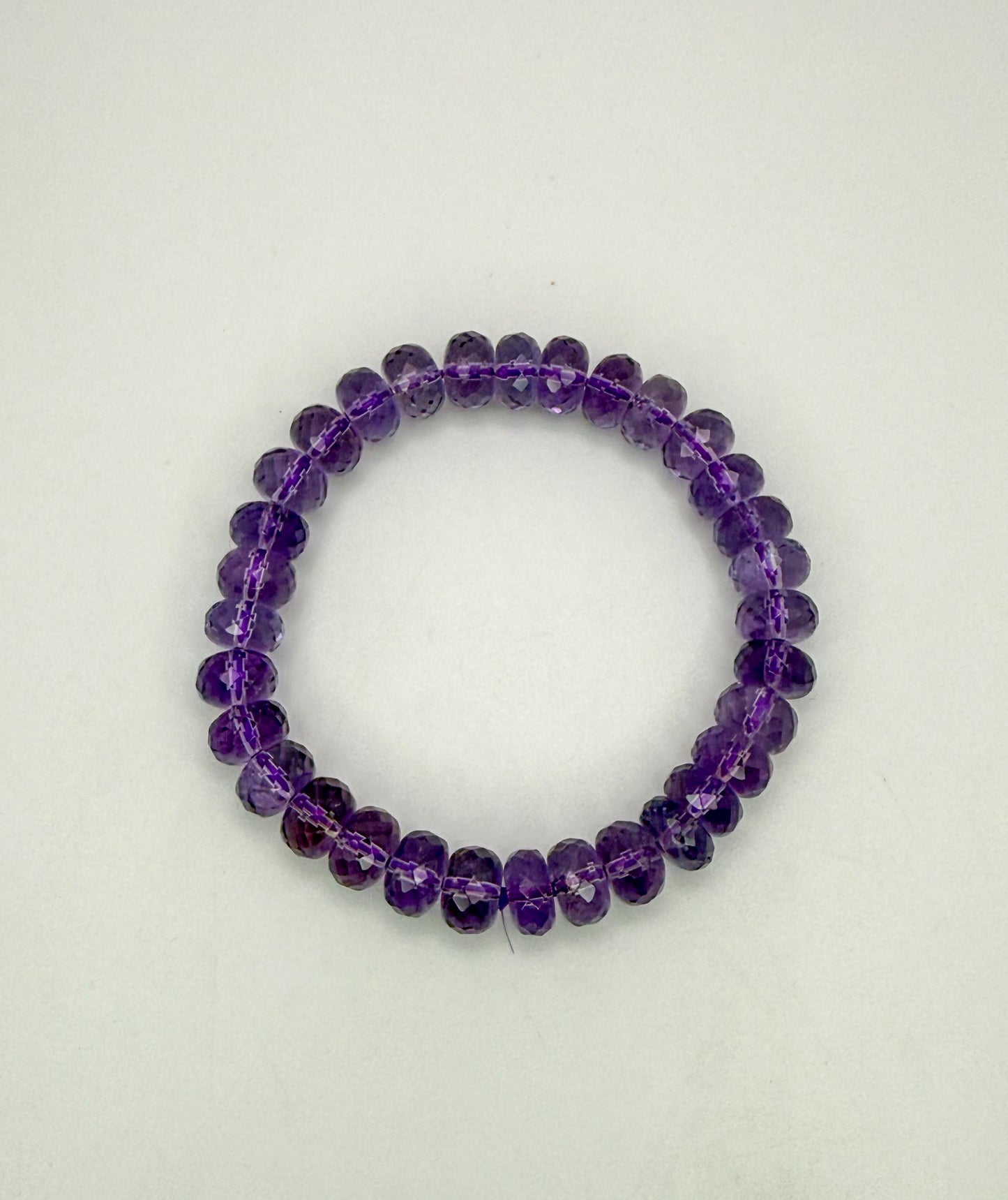High Quality Natural Amethyst Faceted Donut Shaped Beaded Bracelet