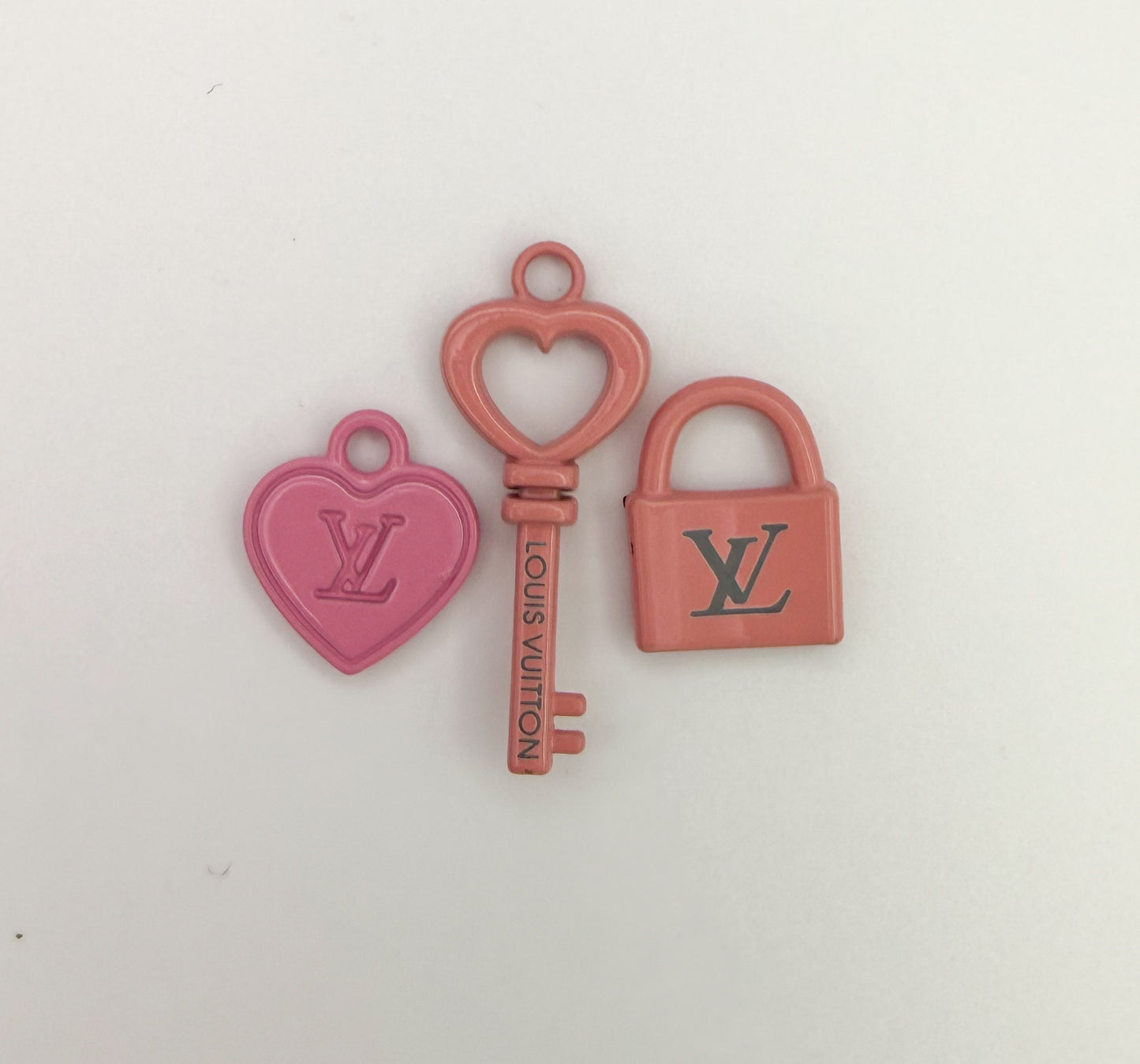 High Quality LV Inspired Lock N Key, Heart Colorful Metal Charm sets