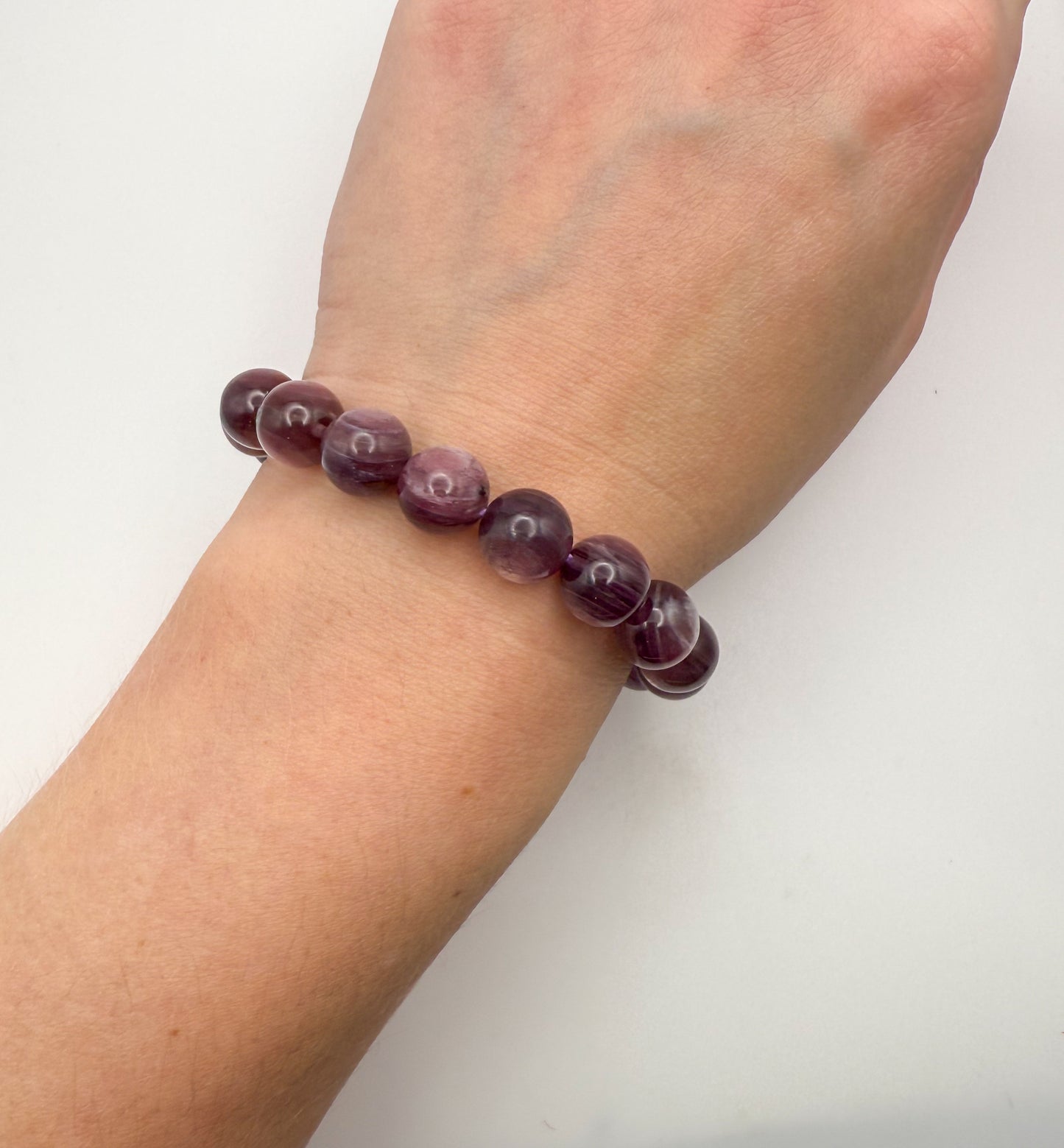 Purple Lepidolite Mica Crystal Beaded Bracelet