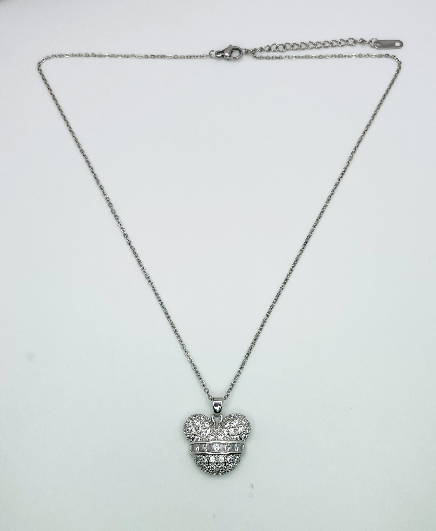 Bling Out Micky Head S925 Sterling Gold & Silver Necklace