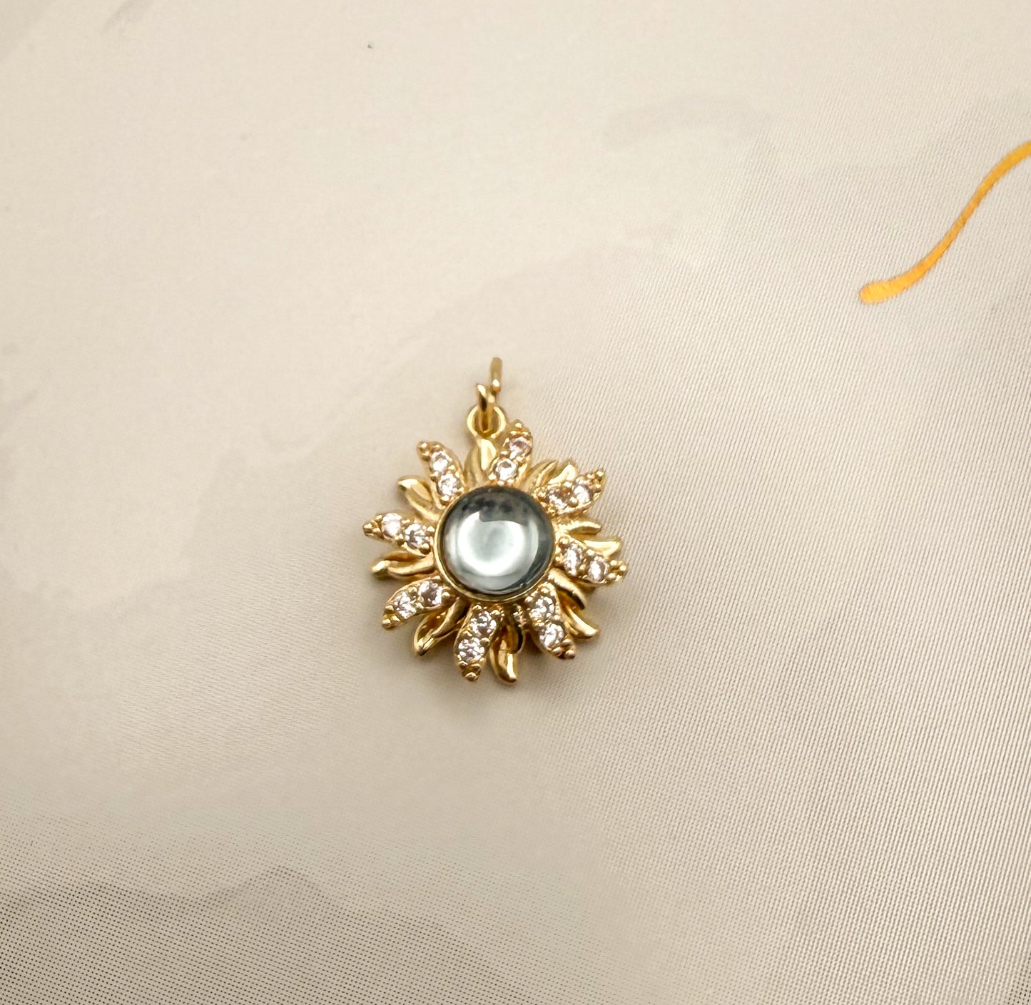 Silver & Gold Spinner Bright Sun Pendant Charm