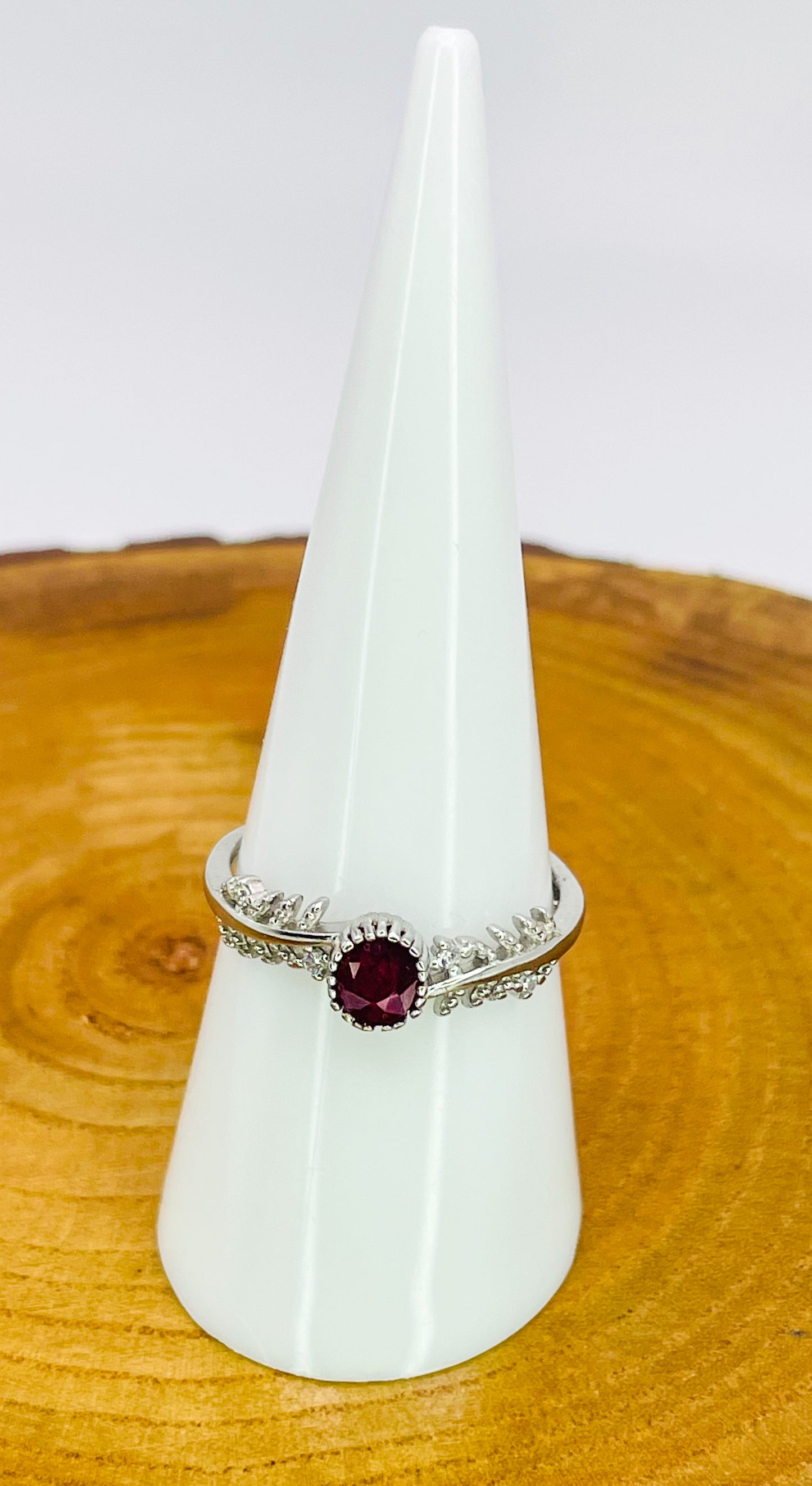 Sterling Silver S925 Natural Ruby Adjustable Rings