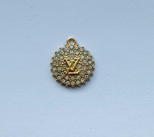 Gold & Silver LV Zircon Covered Fancy Round DIY Charms