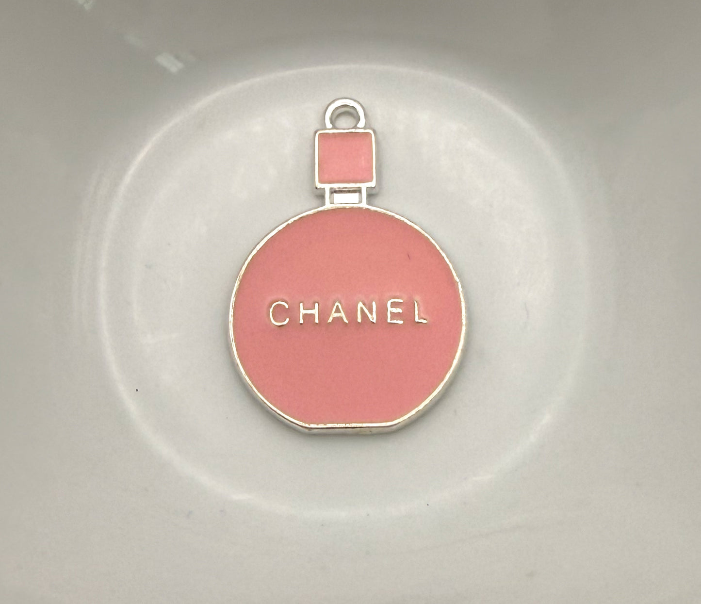 Chanel Perfume Bottle Silver & Gold Enamel Charm Pendants