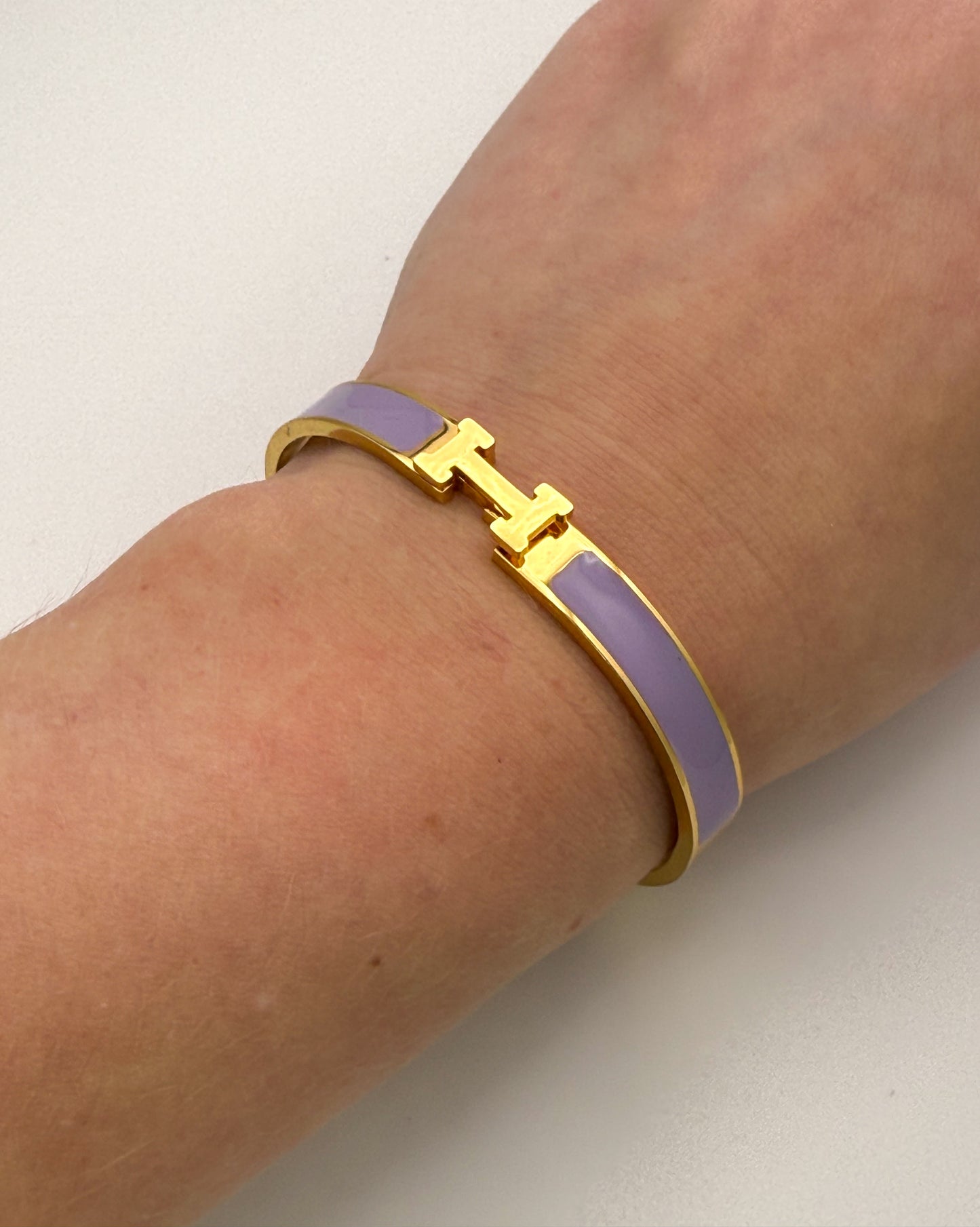 Hermes Designer Gold Stainless Steel Bangle Bracelet