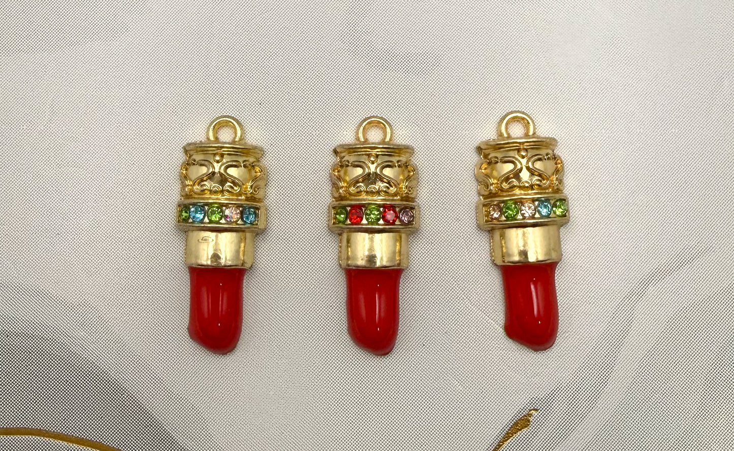 Gold Red Lipstick DIY Metal Charms