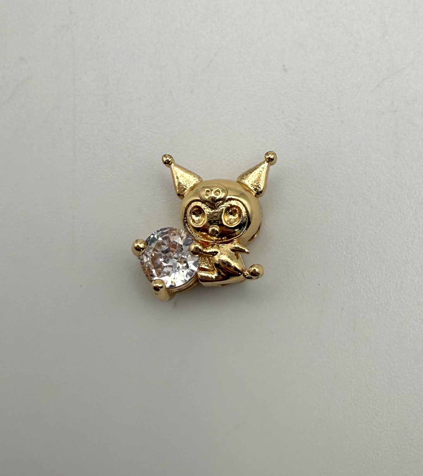 Sanrio’s Kuromi “KuKu” Gold and Silver Metal Spacer Charm Beads with Cubic Zirconia