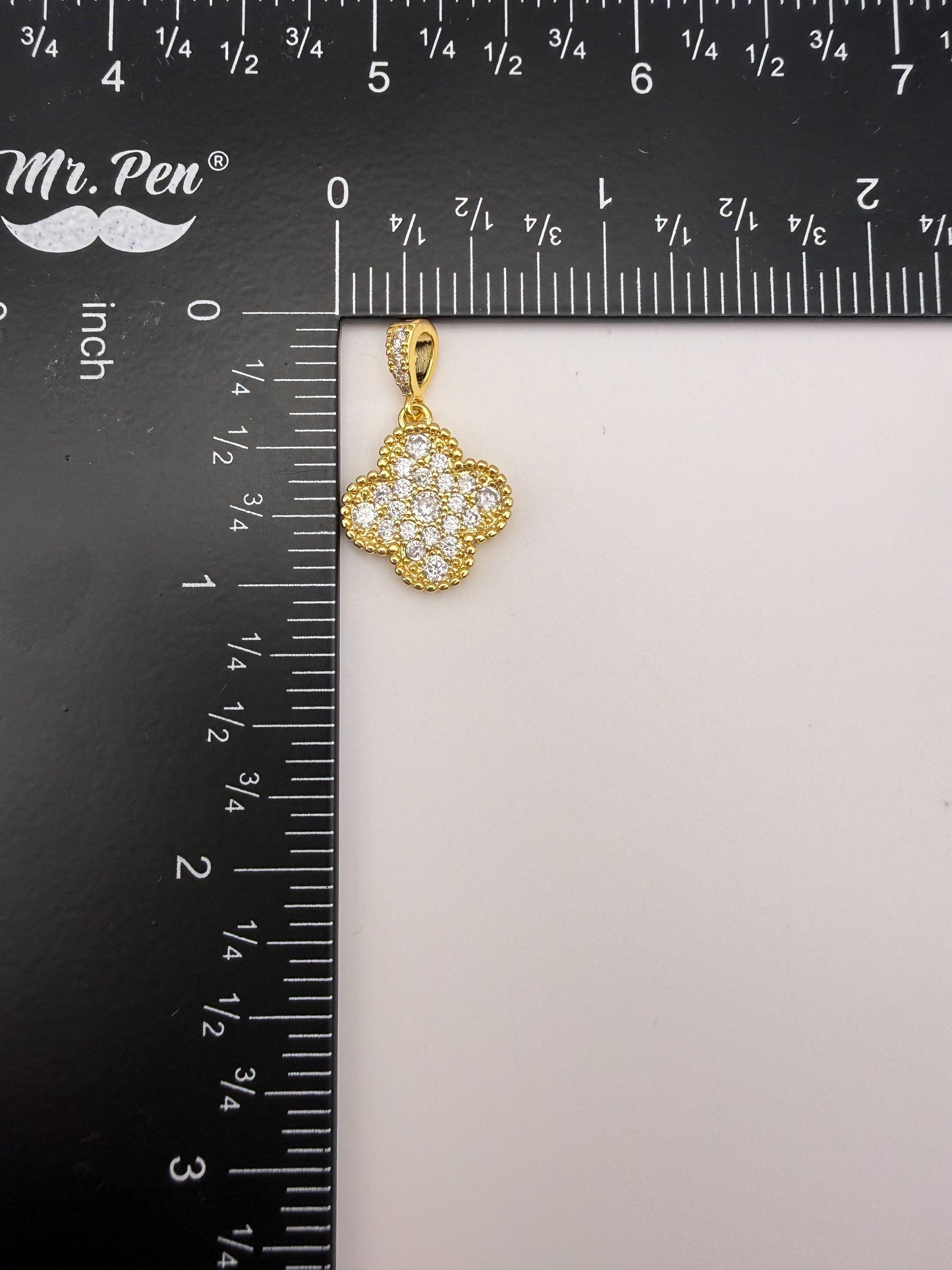 Gold & Silver Zircon Covered Clover  Charm Pendants