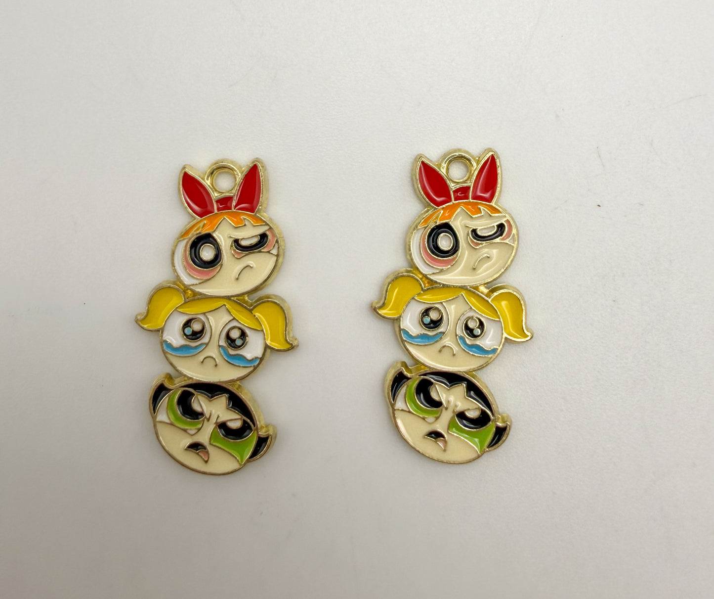 Stacked Power Puff Girl Gold Charms