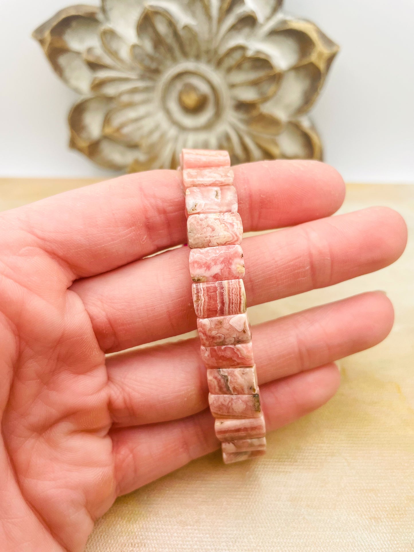 Natural Rhodochrosite Bangle Crystal Bracelet