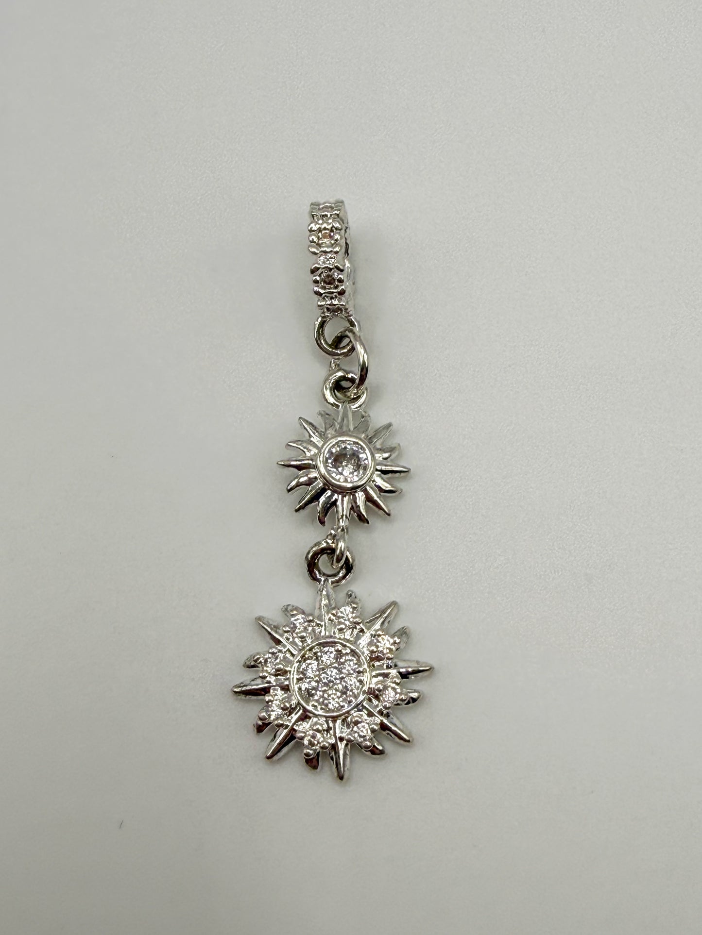 Double Sun Silver DIY Charm Pandora Style Pendant