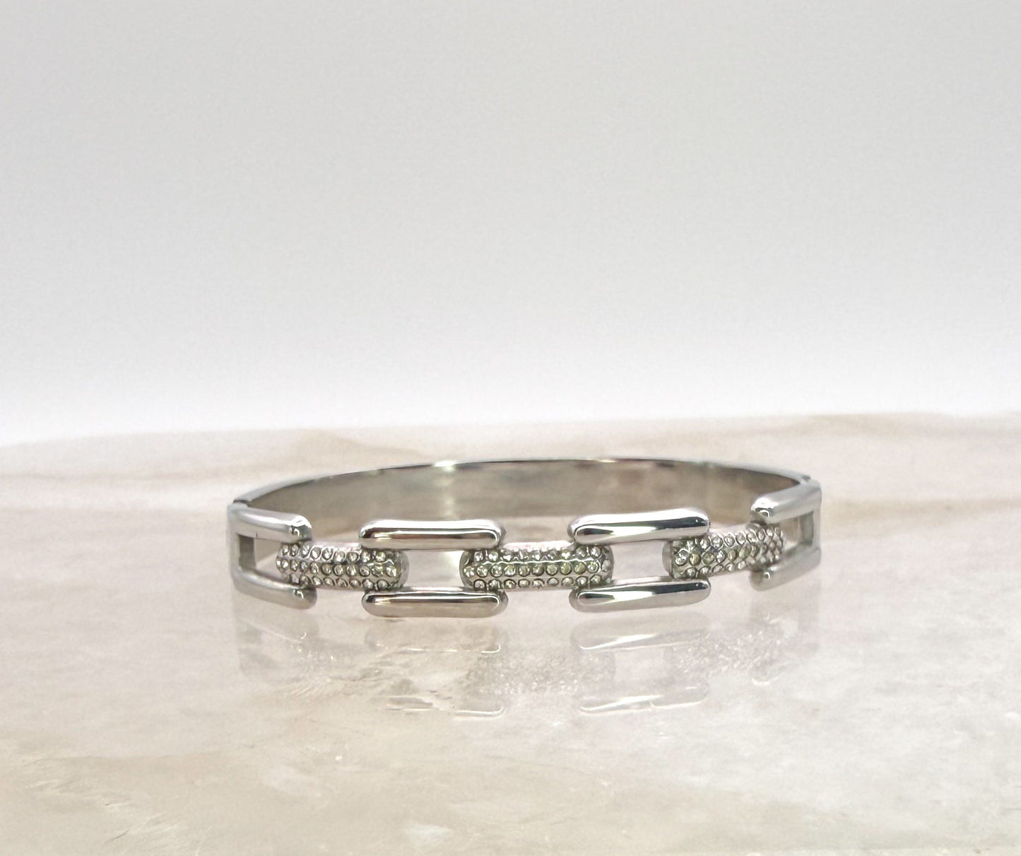 Silver Stainless Steel Chain Link Bangle Bracelet