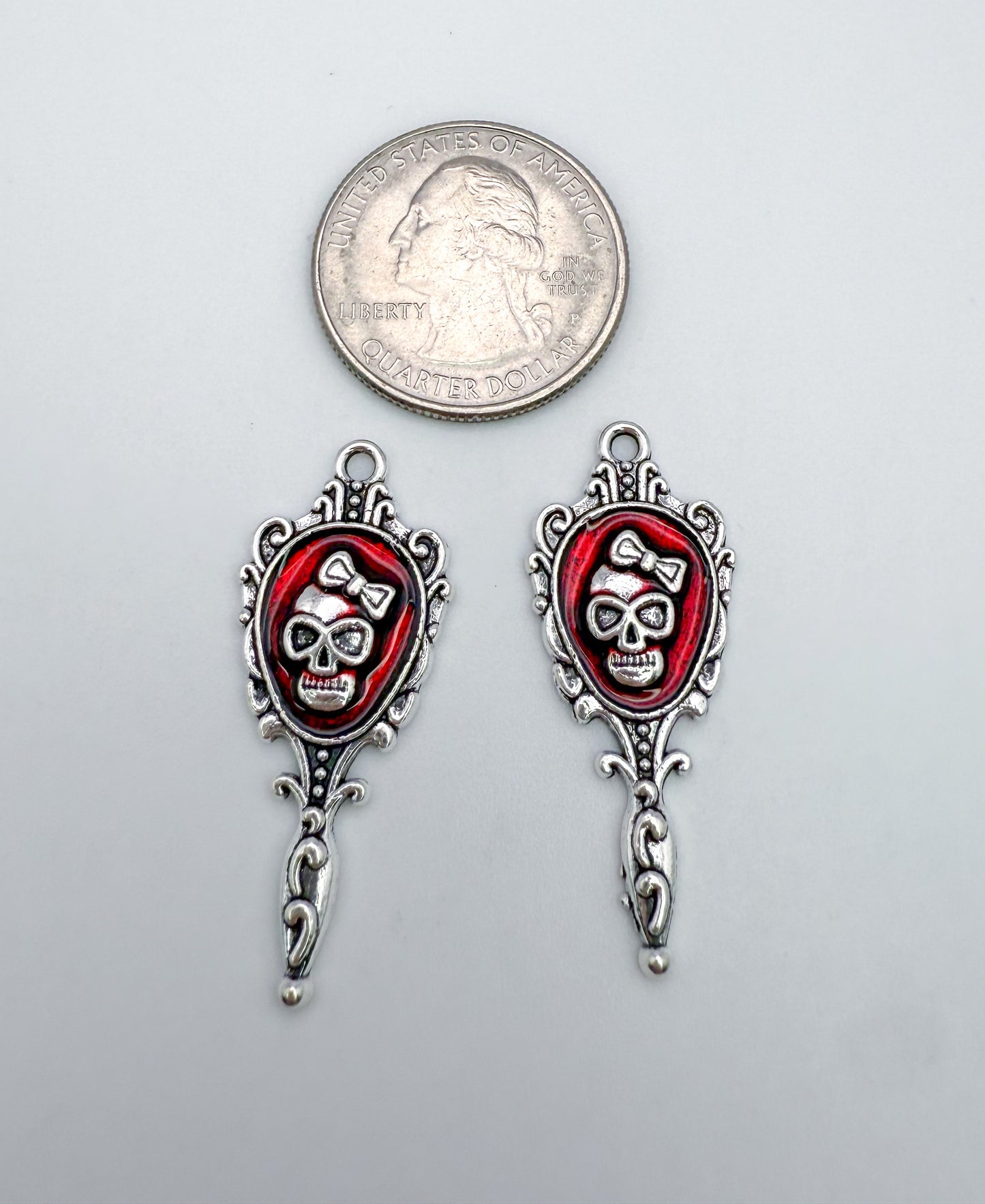 Skull Princess Mirror DIY Silver Charm