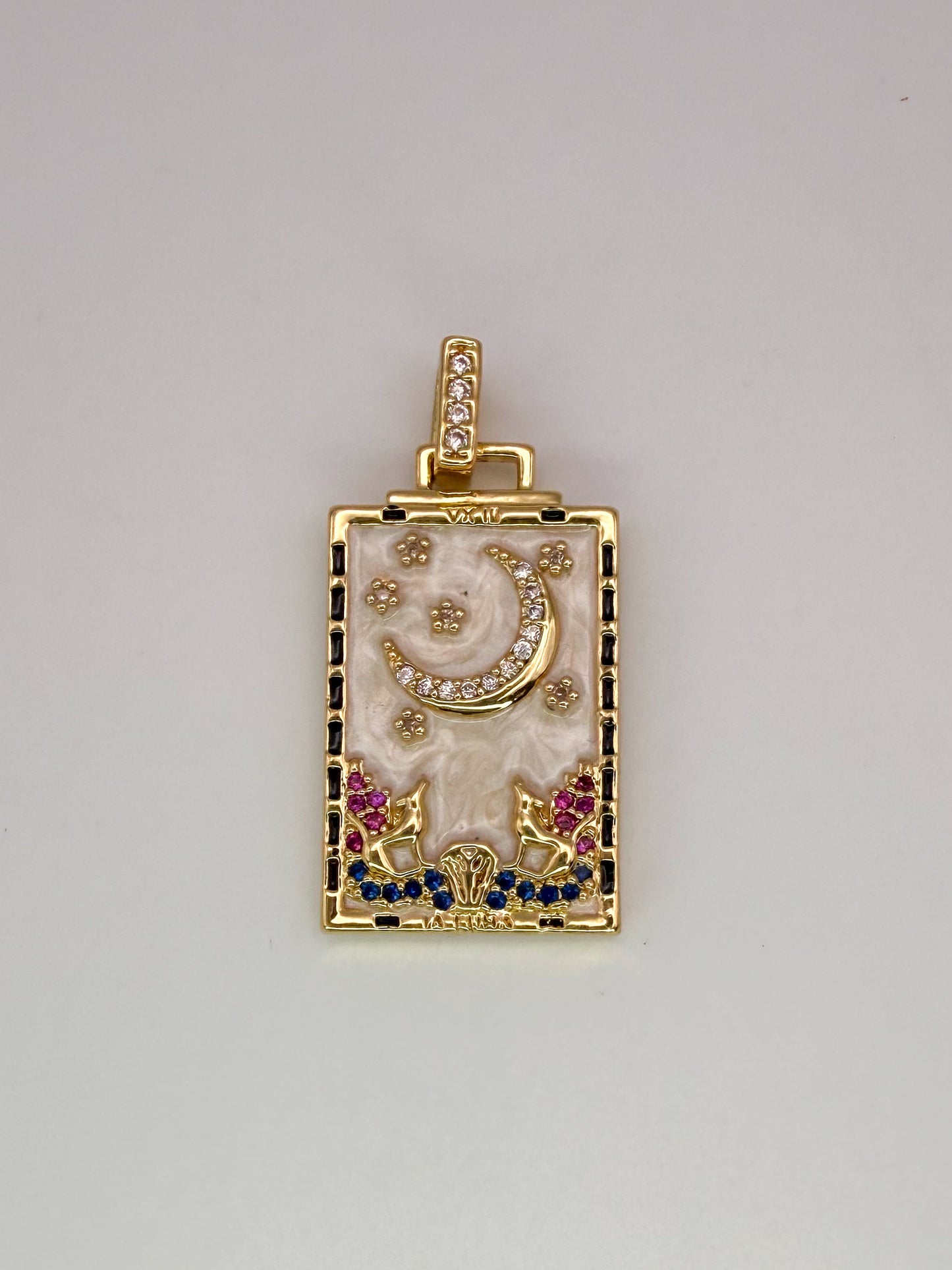 Gold The Wheel Tarot Card & Moon Card Pendants