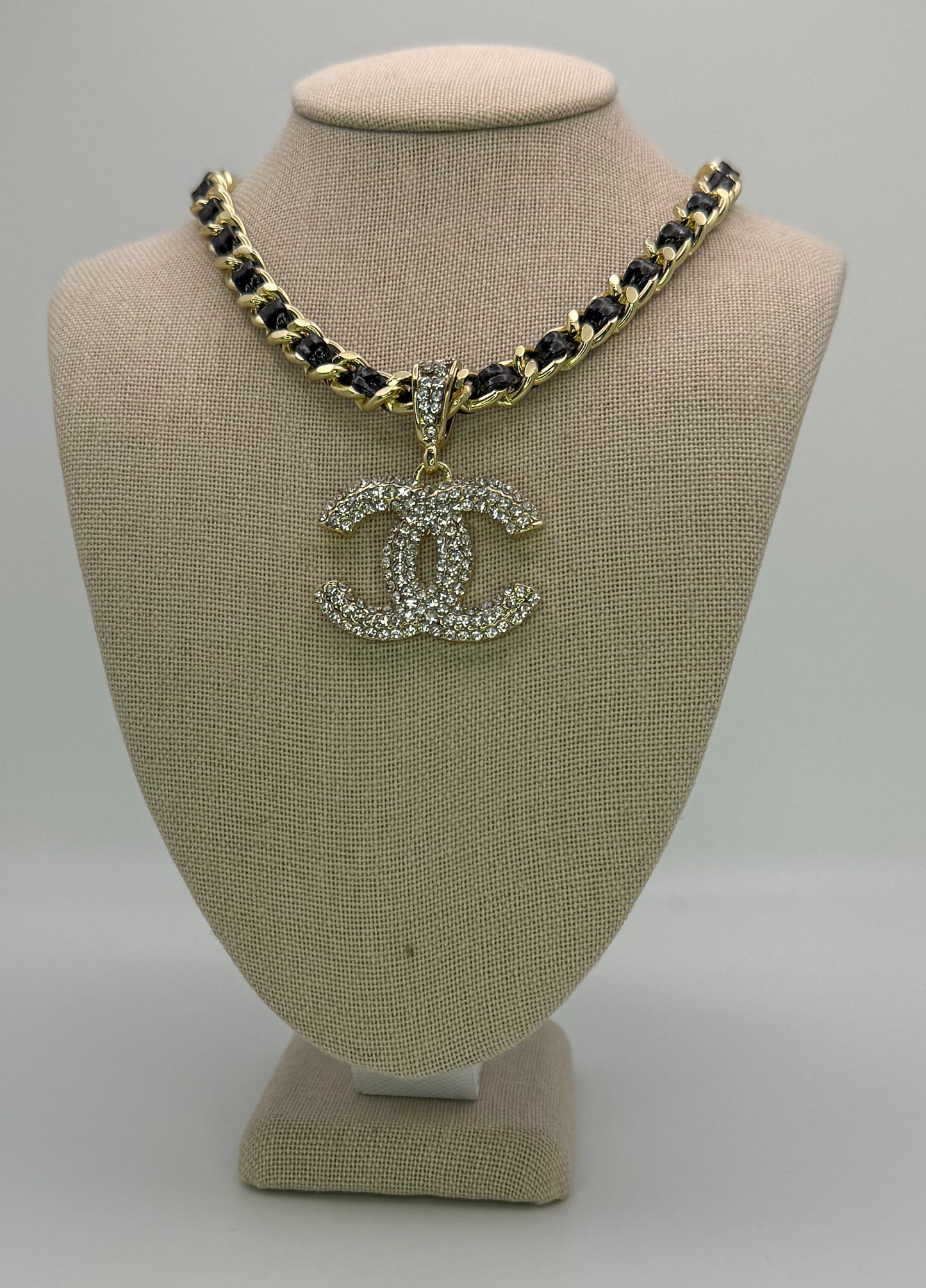 Bold n Gold CC Designer Leather Weaved Necklace