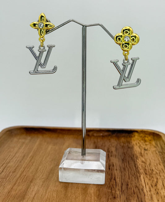 Gold & Silver LV Stud Earrings