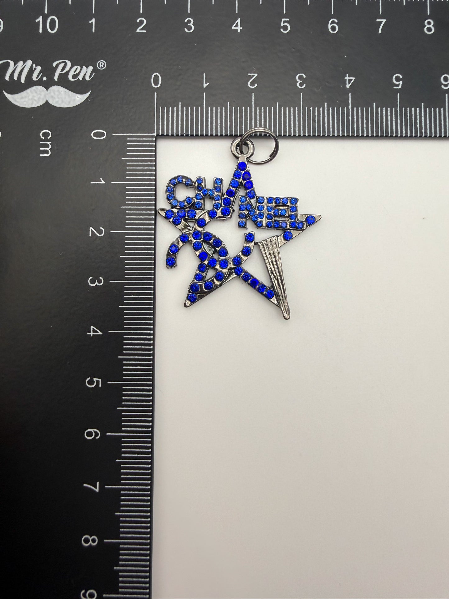 High Quality Blue Rhinestone Chanel Star Design DIY Charm Pendant