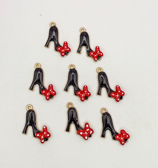 Gold Black High Heel with Red Bow DIY Charms