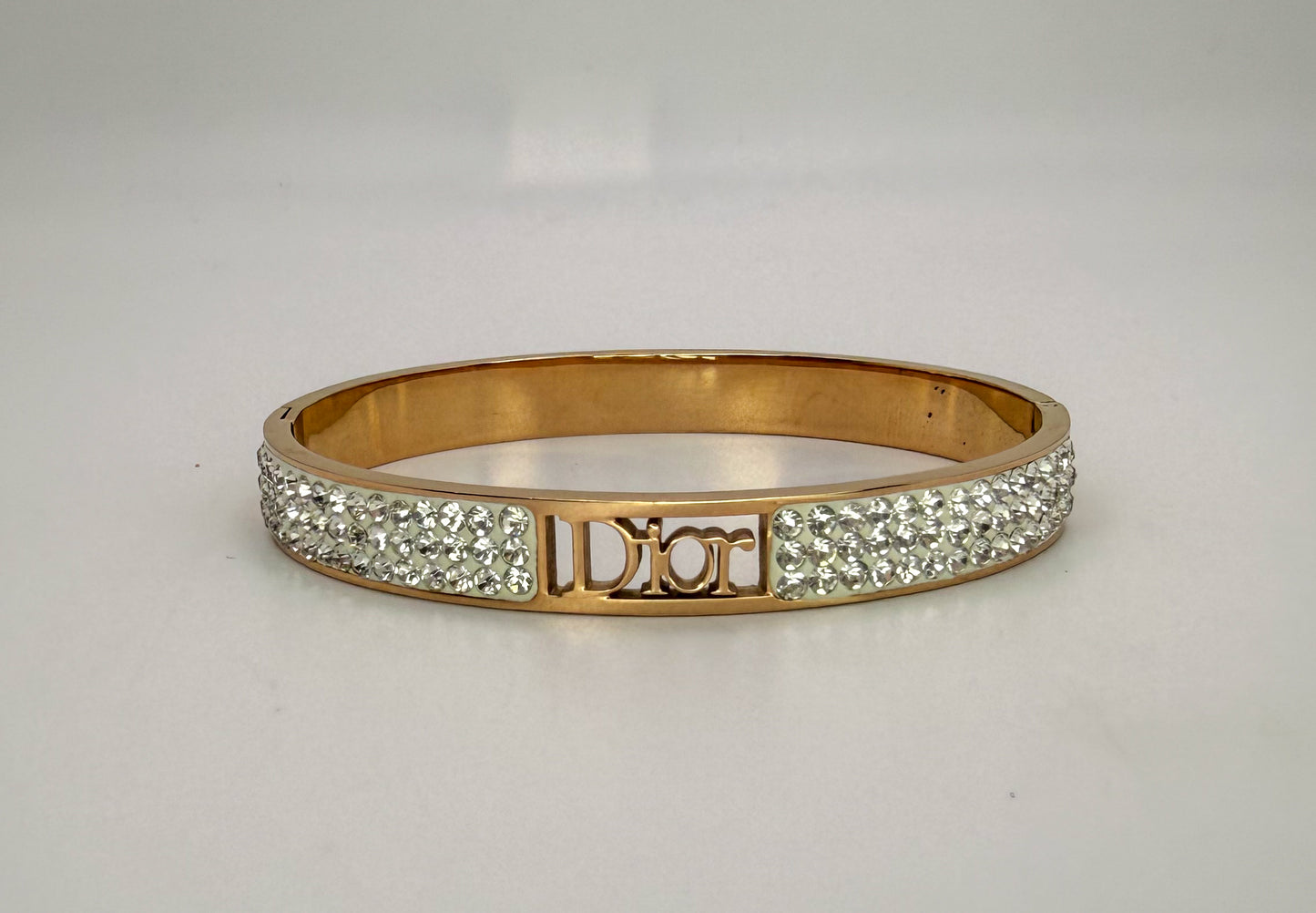 Gold Sparkly Dior Stainless Steel Bangle Bracelet