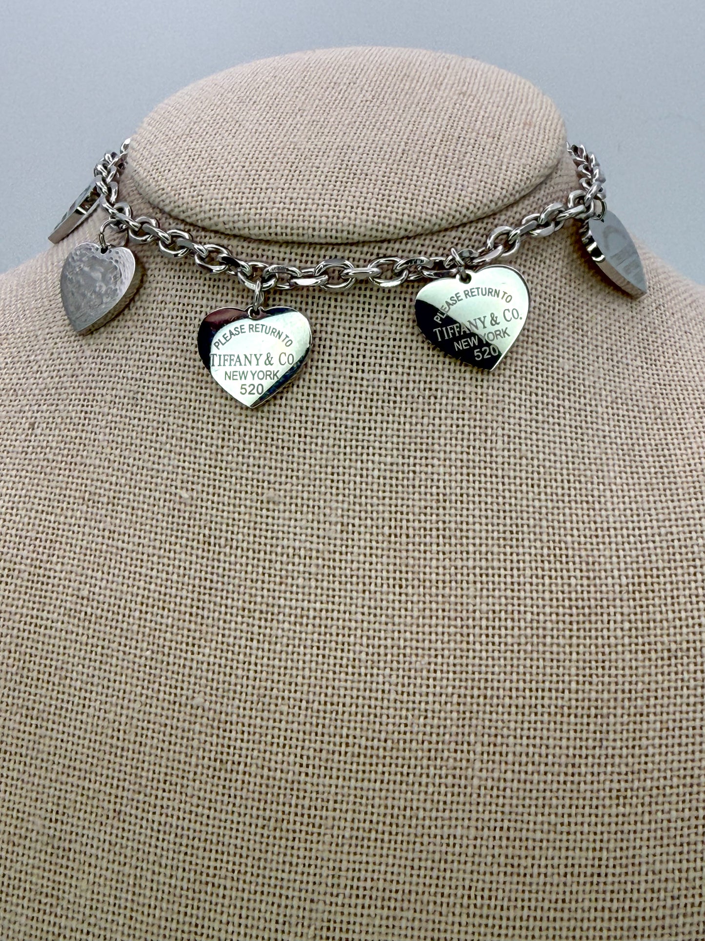 Gold & Silver T&Co Dangle Charm Chain Bracelet