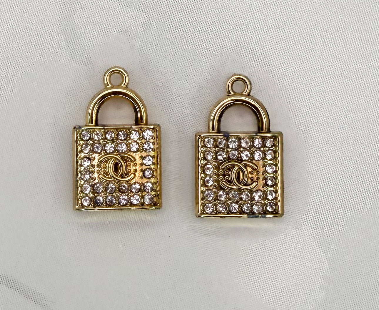 CC Rhinestone Lock Metal Charms