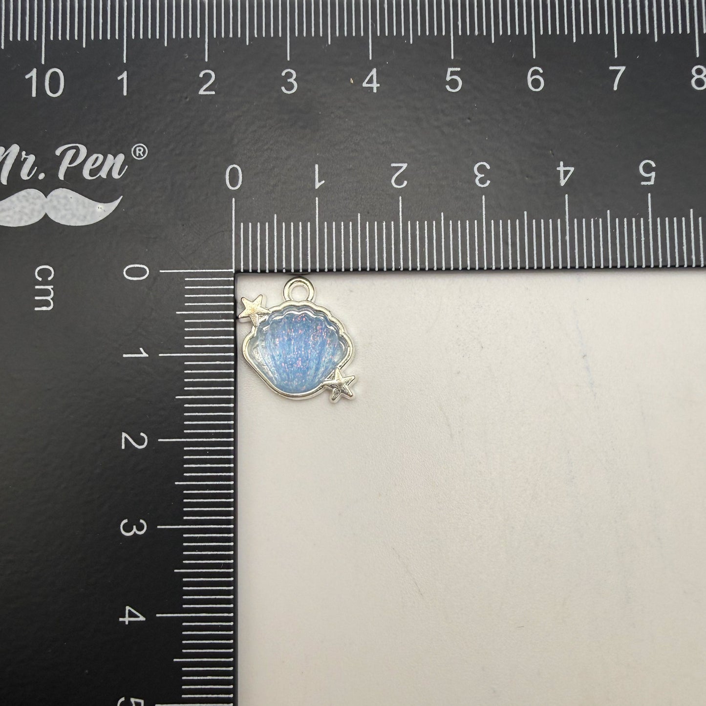 Silver Glittery Resin Filled Shell Metal DIY Charms