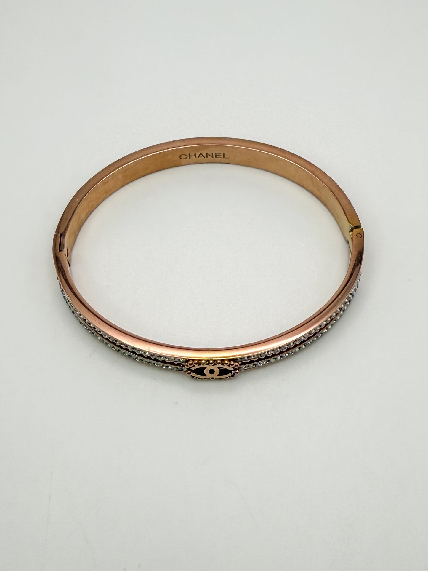 Rose Gold Stainless Steel Chanel Designer Bangle Bracelet